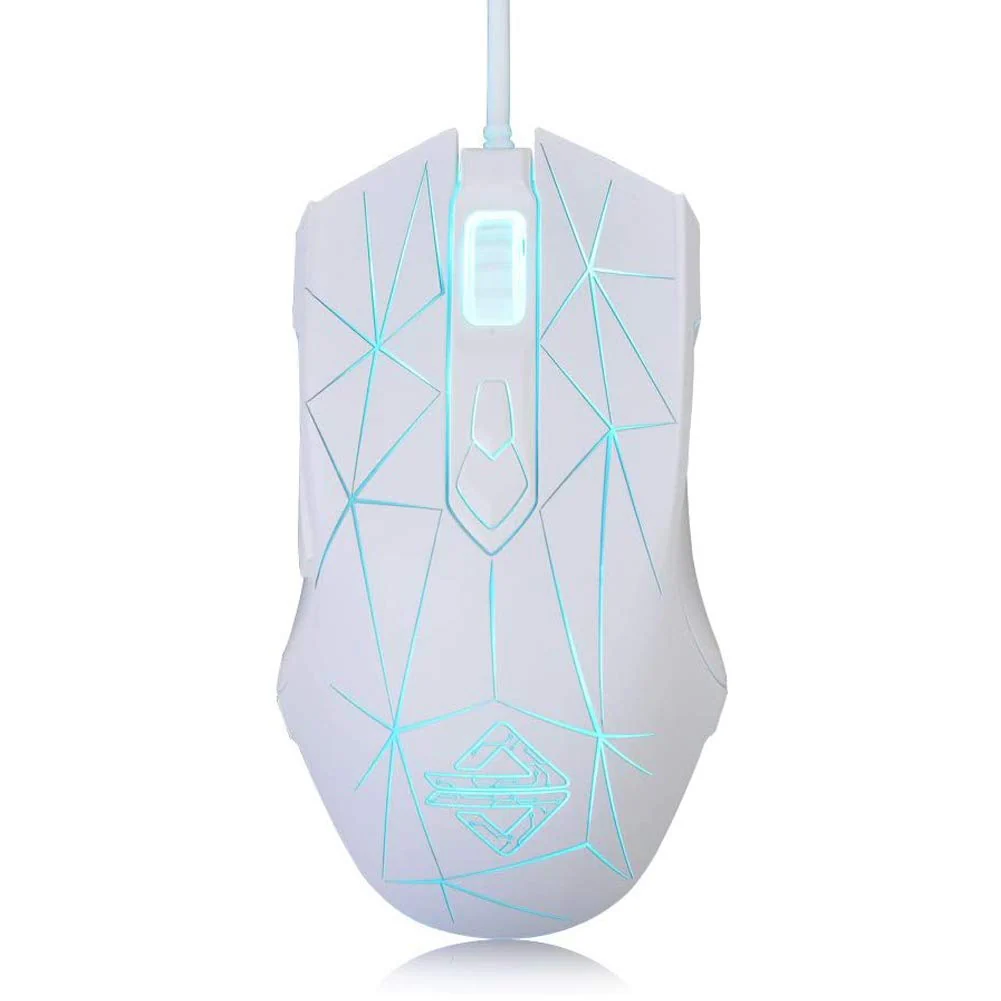 Kabelgebundene RGB Gaming Maus, 7 Tasten mit 2500 DPI, ergonomische LED-beleuchtete USB-Gamer-Mäuse Computer Laptop-PC, für Windows Mac OS Linux - Star Weiß - Image 2