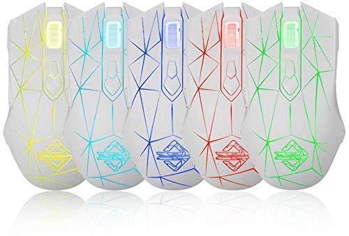 Kabelgebundene RGB Gaming Maus, 7 Tasten mit 2500 DPI, ergonomische LED-beleuchtete USB-Gamer-Mäuse Computer Laptop-PC, für Windows Mac OS Linux - Star Weiß - Image 6