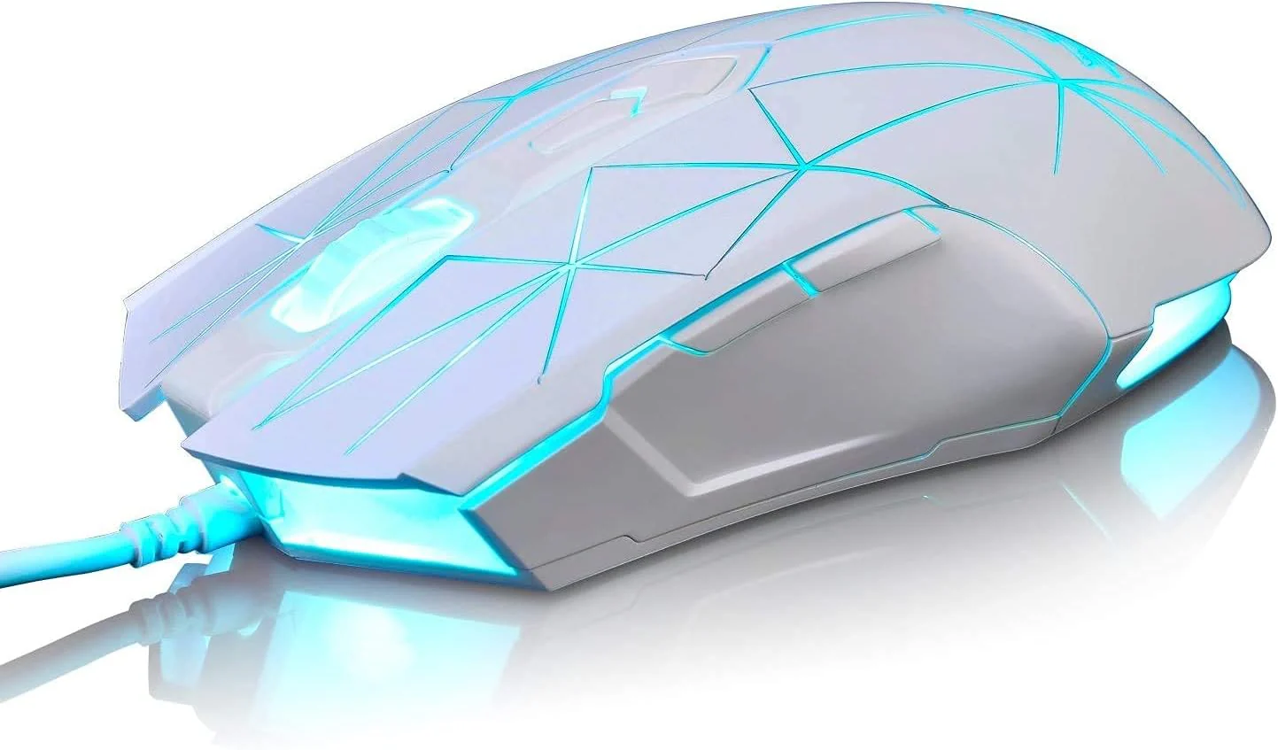 Kabelgebundene RGB Gaming Maus, 7 Tasten mit 2500 DPI, ergonomische LED-beleuchtete USB-Gamer-Mäuse Computer Laptop-PC, für Windows Mac OS Linux - Star Weiß - Image 7