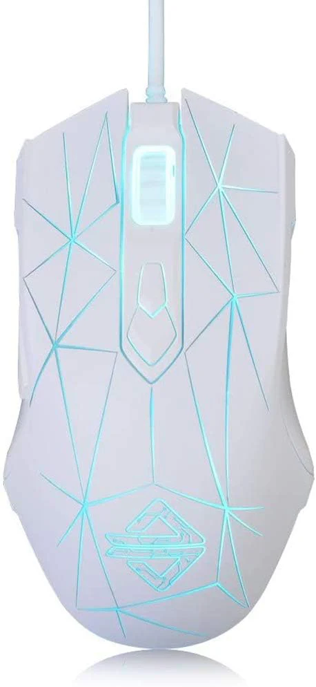 Kabelgebundene RGB Gaming Maus, 7 Tasten mit 2500 DPI, ergonomische LED-beleuchtete USB-Gamer-Mäuse Computer Laptop-PC, für Windows Mac OS Linux - Star Weiß - Image 8
