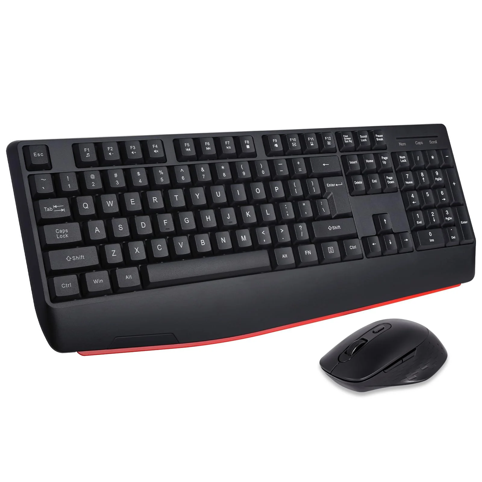 Kabellose Tastatur- und Maus-Kombination,QWERTY ergonomische 2,4-G-Computertastatur in voller Größe mit Handgelenkauflage und 3-stufiger DPI-Einstellbarer kabelloser Maus