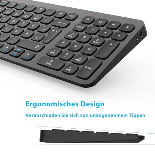 Kabellose Tastatur und Maus, LeadsaiL Tastatur Maus Set Kabellos, Flüsterleiser Tastenanschlag, 2.4 GHz QWERTZ Deutsches Layout mit 2-in-1 USB Nano Empfänger, für PC, Desktop, Laptop, Windows, Mac - Image 10