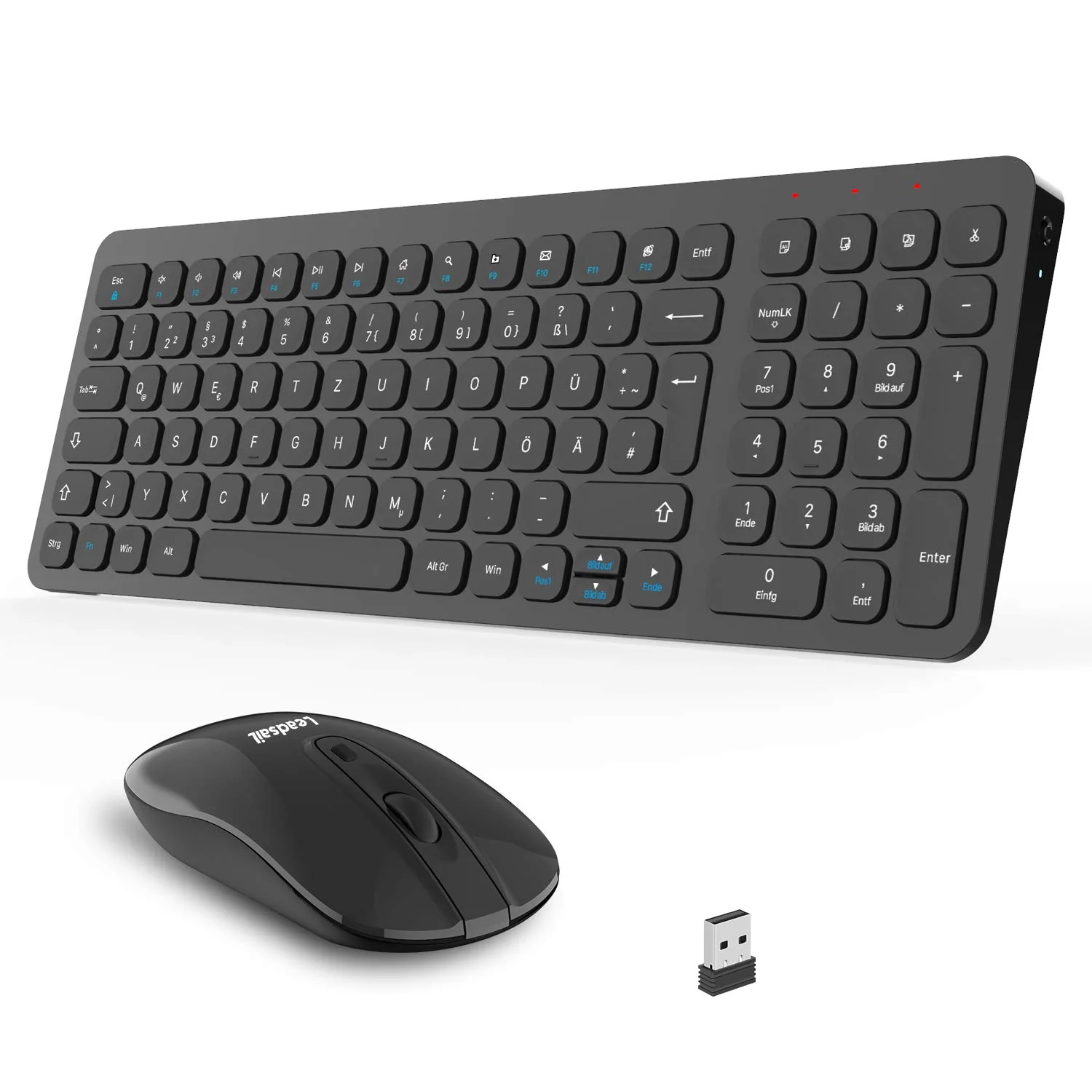 Kabellose Tastatur und Maus, LeadsaiL Tastatur Maus Set Kabellos, Flüsterleiser Tastenanschlag, 2.4 GHz QWERTZ Deutsches Layout mit 2-in-1 USB Nano Empfänger, für PC, Desktop, Laptop, Windows, Mac - Image 6