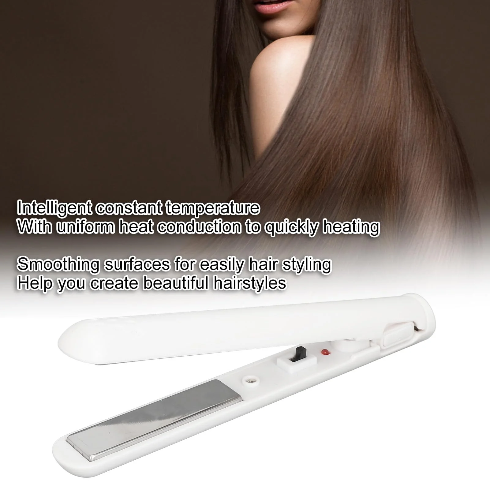 Kabelloser Haarglätter, Mini Tragbarer Reise Haarglätter, Haarglätter gleichmäßige Erwärmung konstante Temperatur tragbares Glätteisen zum Glätten von Haaren für lange & Kurze Haare(weiß) - Image 8