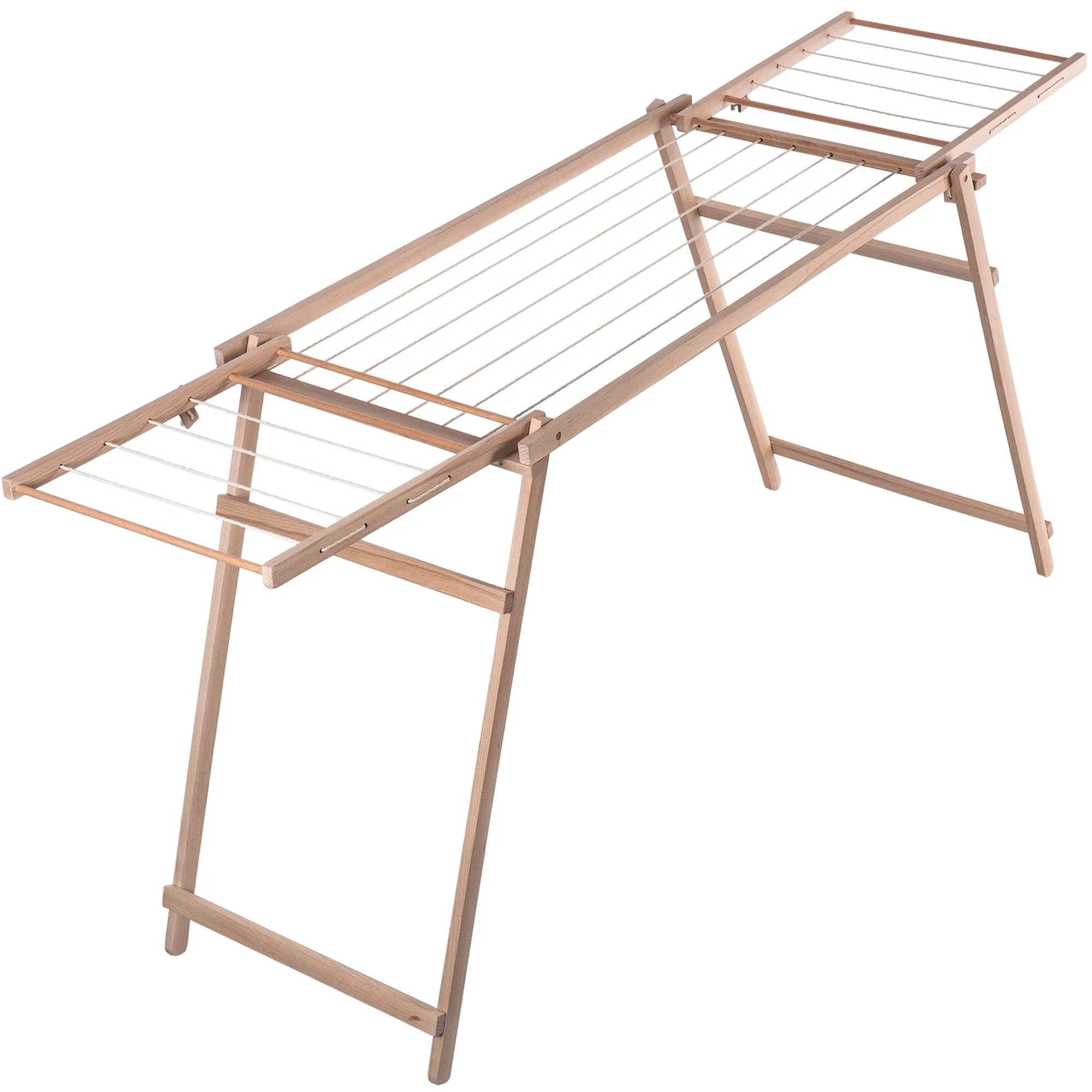 KADAX Holzwäscheständer, 177 cm Trockenlänge, klappbarer Standtrockner, Wäschehalter aus Holz, Wäschetrockner, Flügelwäscheständer, Faltwäscheständer (H: 80 cm, Braun) - Image 2