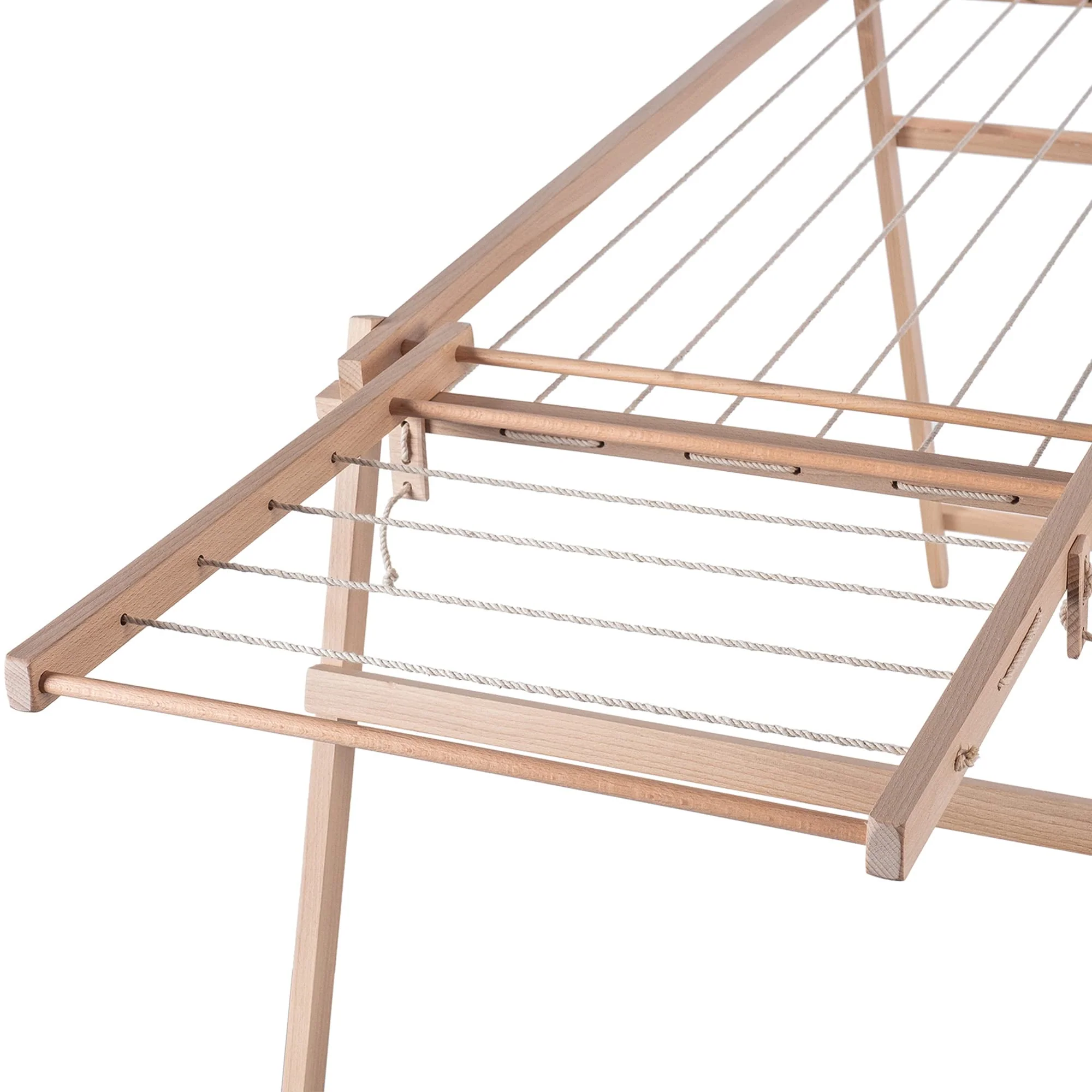 KADAX Holzwäscheständer, 177 cm Trockenlänge, klappbarer Standtrockner, Wäschehalter aus Holz, Wäschetrockner, Flügelwäscheständer, Faltwäscheständer (H: 80 cm, Braun) - Image 3
