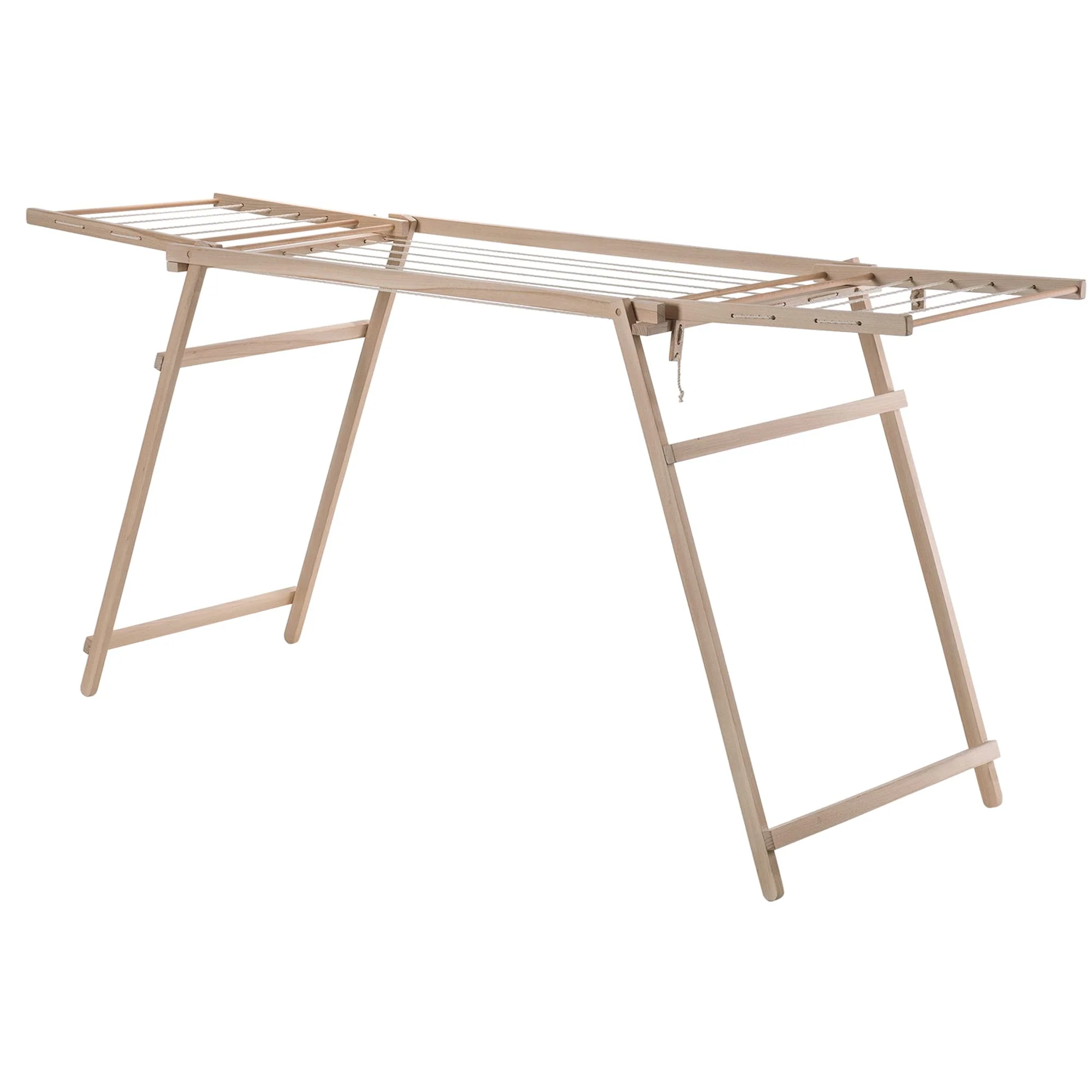 KADAX Holzwäscheständer, 177 cm Trockenlänge, klappbarer Standtrockner, Wäschehalter aus Holz, Wäschetrockner, Flügelwäscheständer, Faltwäscheständer (H: 80 cm, Braun) - Image 4