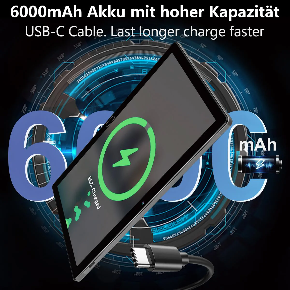 KADYBE 2025 Neueste Android Tablet 10 Zoll,2-in-1 Tablet Mit 2 SIM Slots 1 SD, 64GB ROM TF 512GB,Octa-Core,Tablets PC mit Tastatur Maus Schutzhülle,1080 LCD,5MP+13MP,WiFi GPS OTG-Typ C(Grau) - Image 3