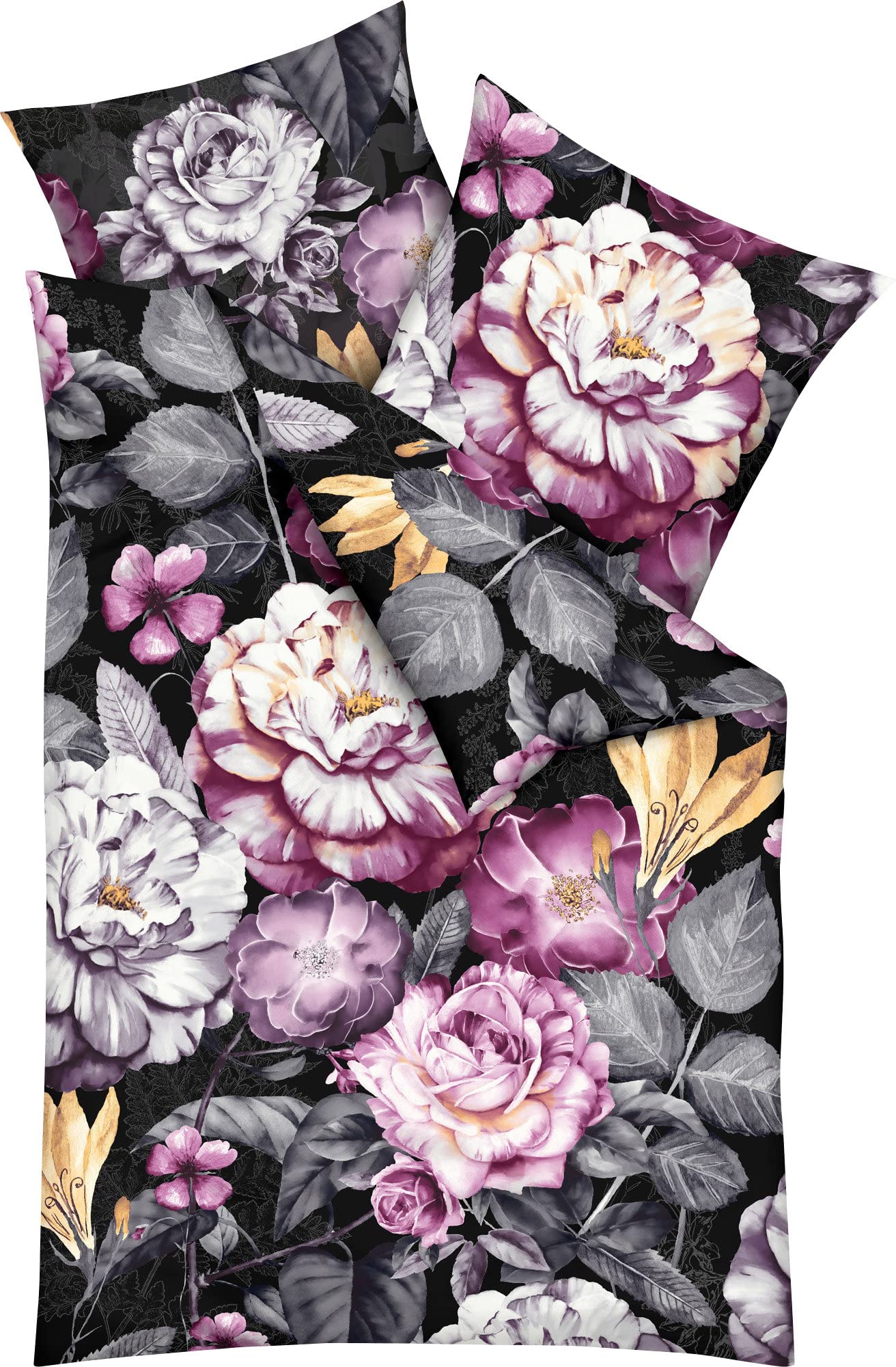Kaeppel Mako-Satin Bettwäsche Serena schwarz 1 Bettbezug 155 x 220 cm + 1 Kissenbezug 80 x 80 cm - Image 3