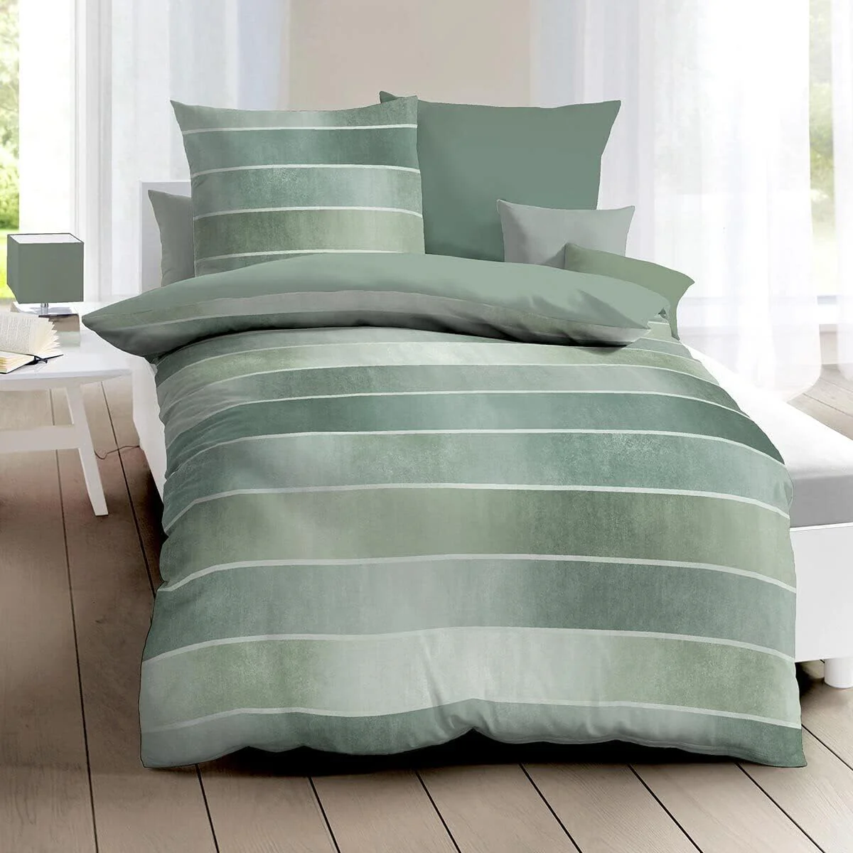 Kaeppel Mako-Satin Bettwäsche Timeless Jade, 1 Bettbezug 135 x 200 cm + 1 Kissenbezug 80 x 80 cm - Image 6