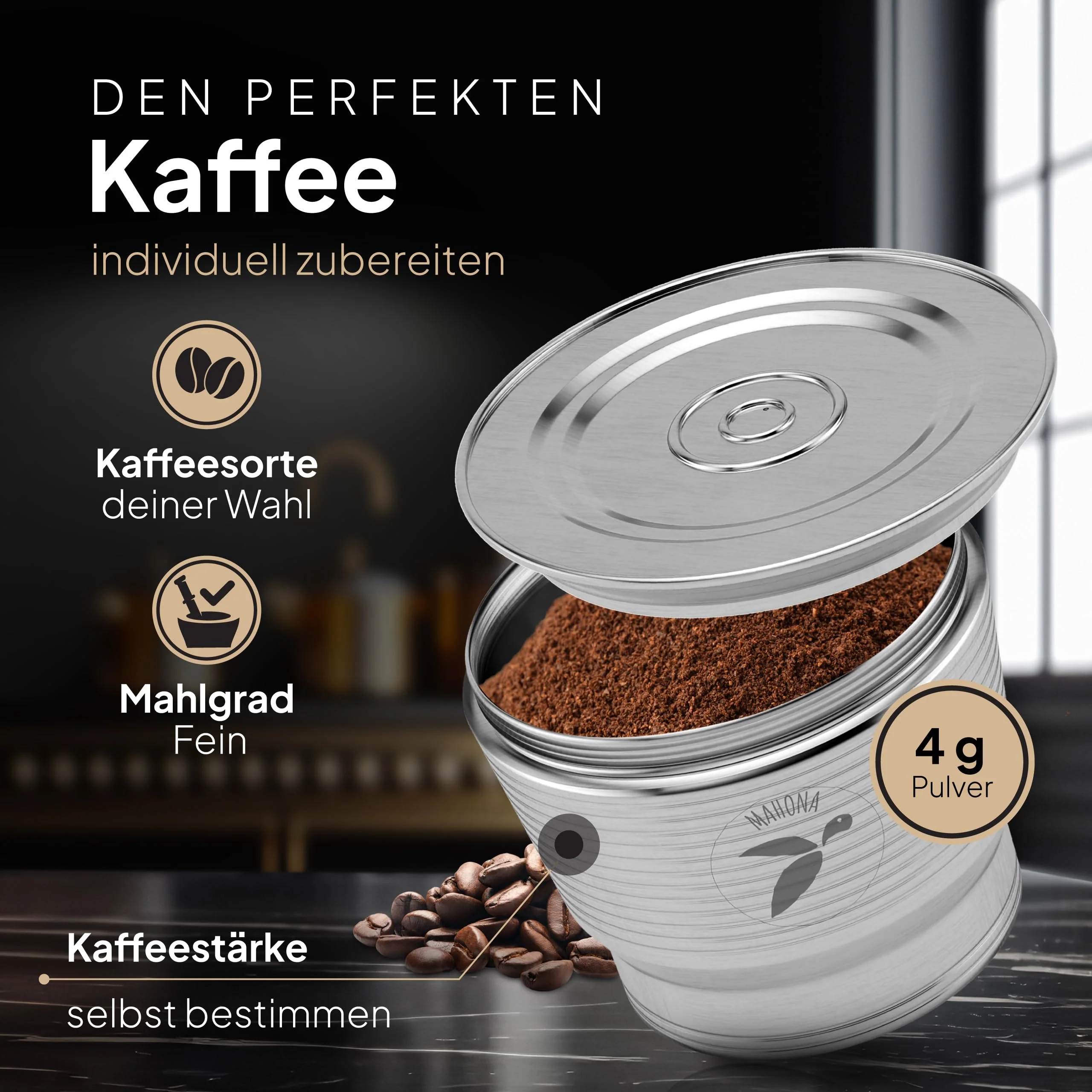 Kaffeekapsel, nachfüllbar, wiederverwendbar, Nespresso-Kapsel, 2 Stück, Edelstahl, permanent, Metall, Nullabfall, Espressokapsel, kompatibel mit Nespresso-Kaffeemaschinen - Image 2