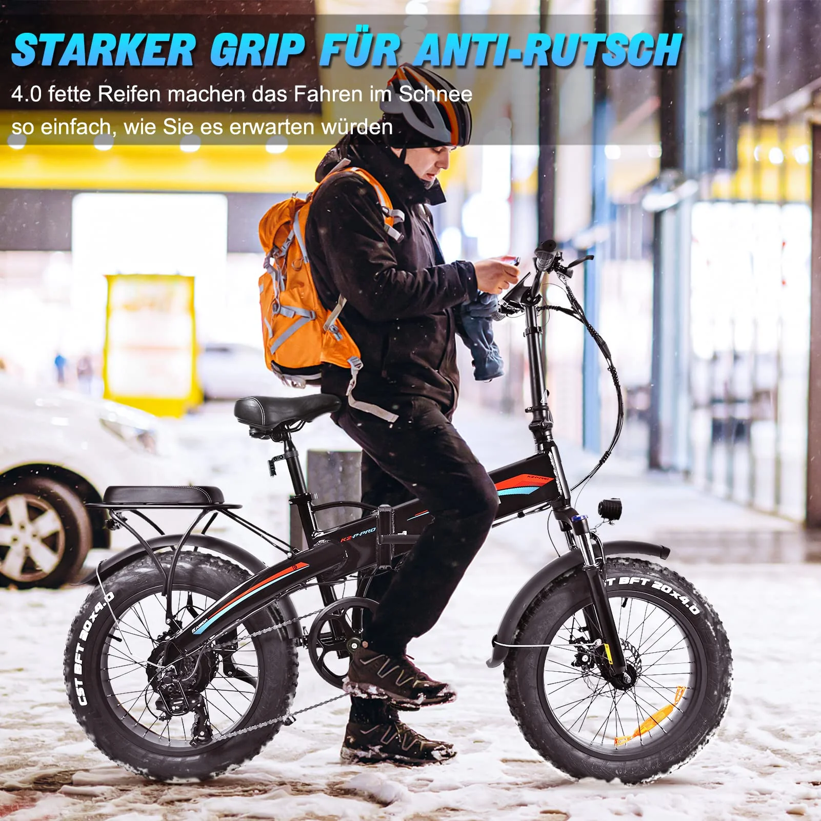 KAISDA 20" E Bike Elektrofahrräder mit 250W Motor 70Nm 48V 15Ah Li-ion Akku Bis 120km Distanz, E-Bike Klapprad mit APP und 7-Gang, 4" Fettreifen Alu E-Fahrrad Für Erwachsene (Rot) - Image 3