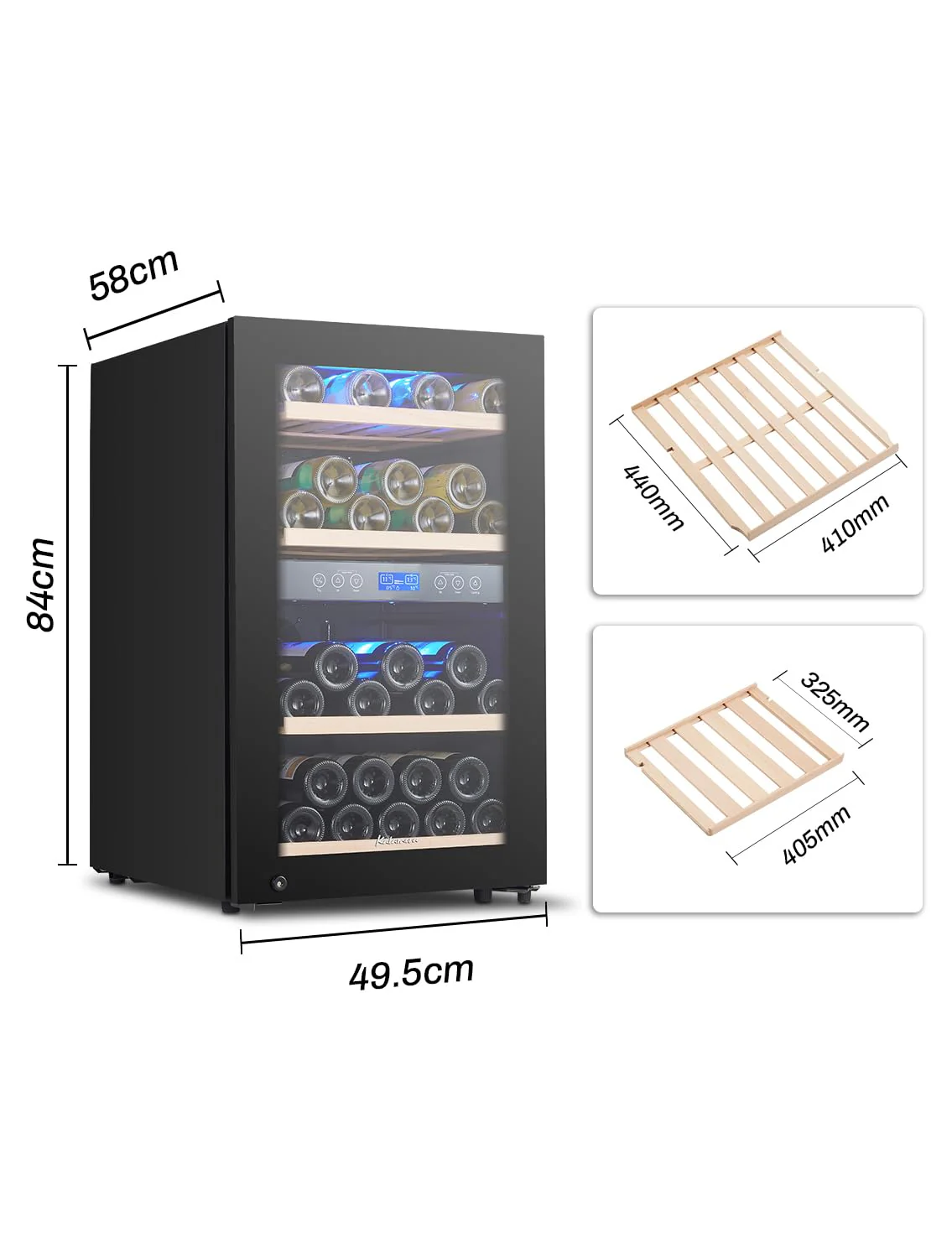 Kalamera Weinkühlschrank 2 Zonen, 45 Flaschen, 120Liter, großes LCD-Display, Temperaturzonen 5-10°C/10-18°C, KRC-120BFG - Image 4
