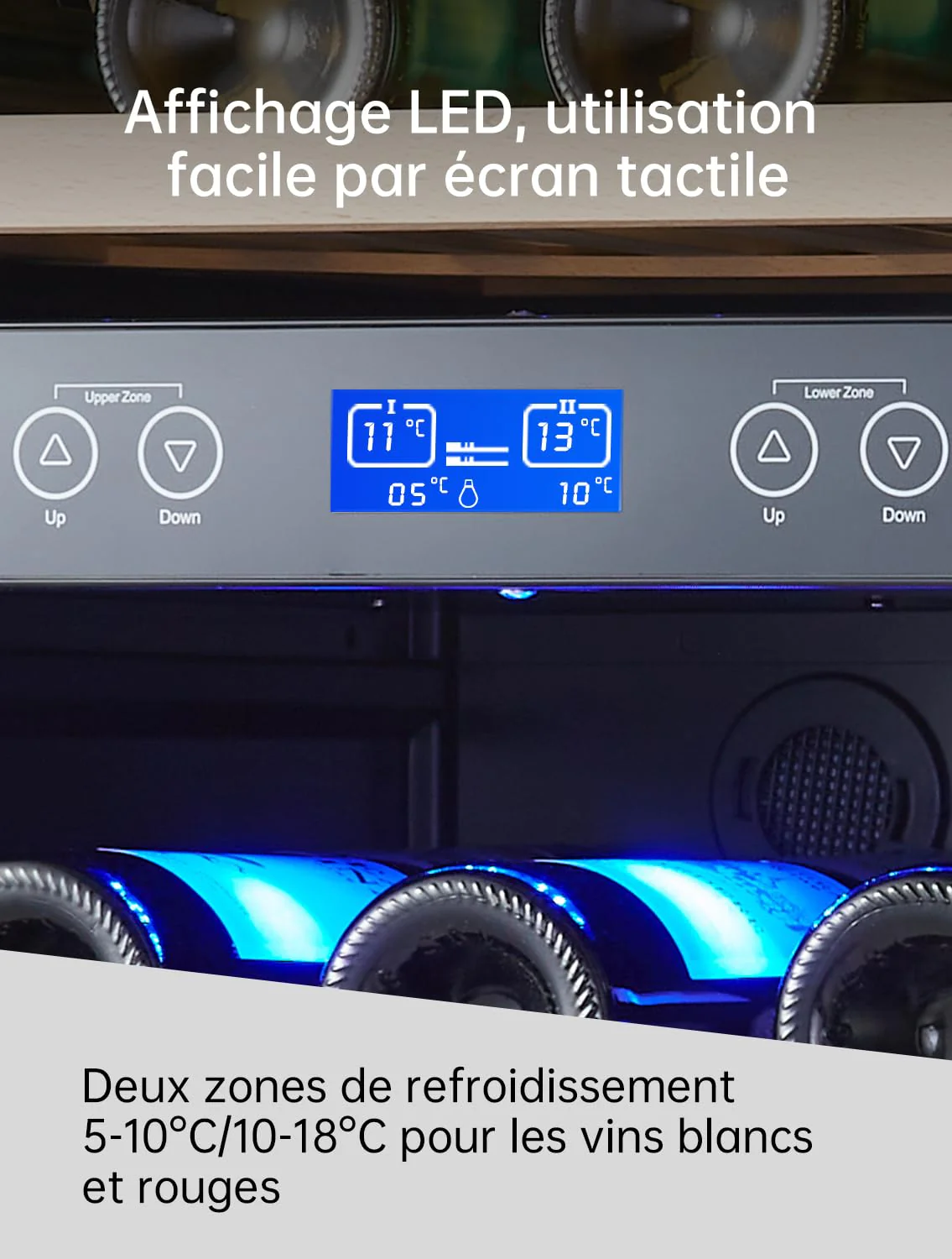 Kalamera Weinkühlschrank 2 Zonen, 45 Flaschen, 120Liter, großes LCD-Display, Temperaturzonen 5-10°C/10-18°C, KRC-120BFG - Image 9