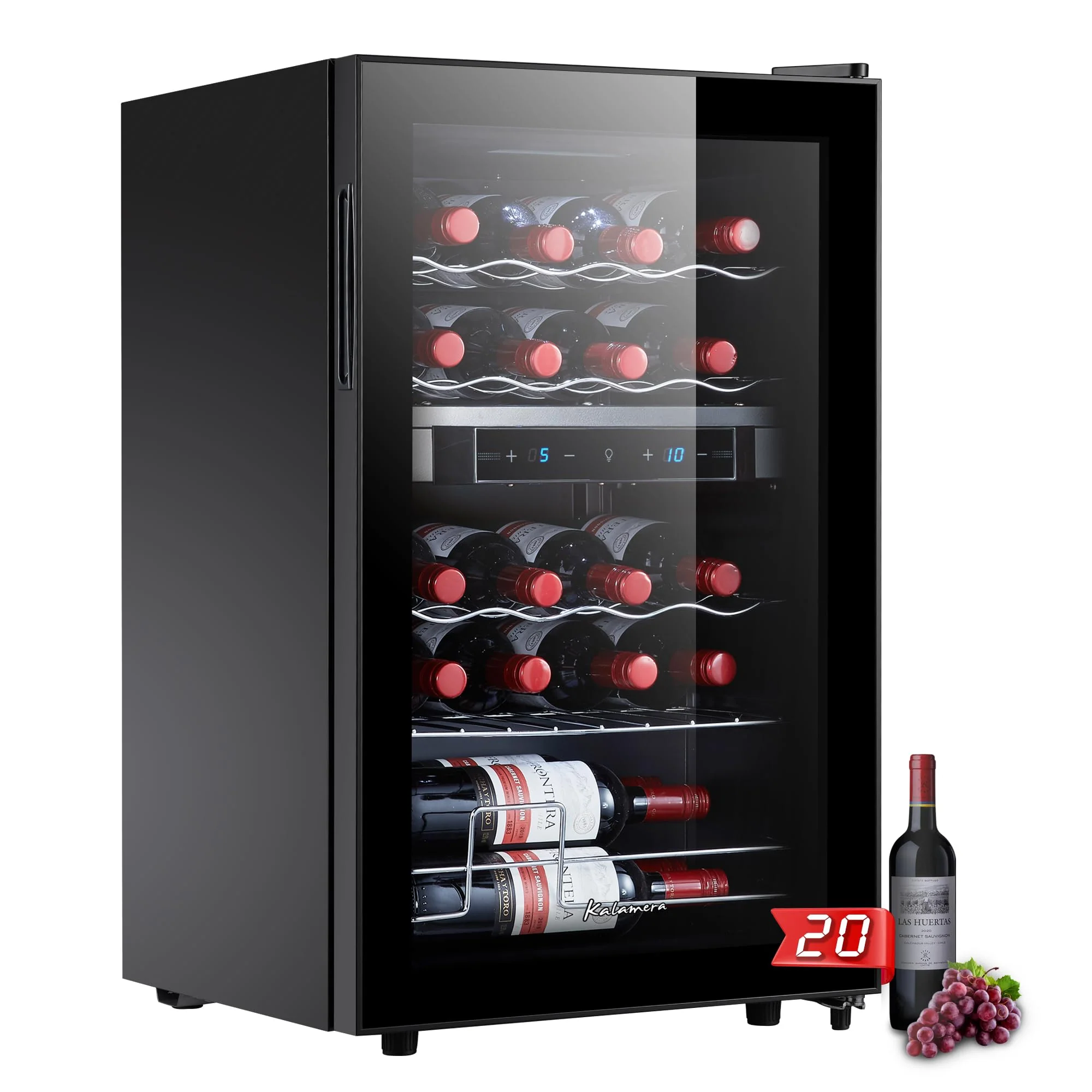 Kalamera Weinkühlschrank 2 Zonen, Touch-Bedienfeld,Schwarze Glastür, Verdeckter Griff, Flaschenkühlschrank 20 Flaschen, 68Liter, 5-18°C Kühlzone, KRC-68BFG - Image 5