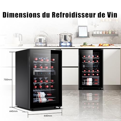 Kalamera Weinkühlschrank 2 Zonen, Touch-Bedienfeld,Schwarze Glastür, Verdeckter Griff, Flaschenkühlschrank 20 Flaschen, 68Liter, 5-18°C Kühlzone, KRC-68BFG - Image 6