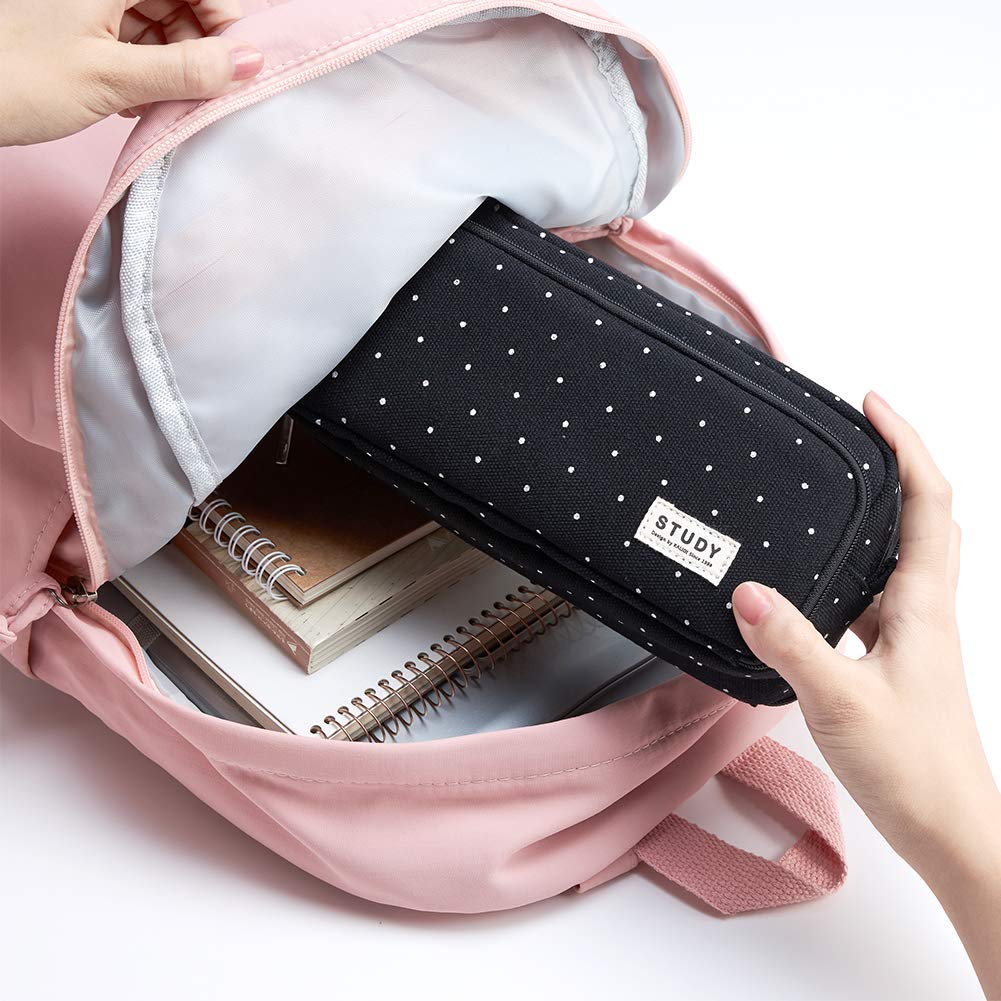 KALIDI Federmäppchen mit 3 Fächer Große Kapazität Mäppchen Federtasche Stiftetasche Pencil Case Bleistifttasche für Schule & Büro (schwarz) - Image 2