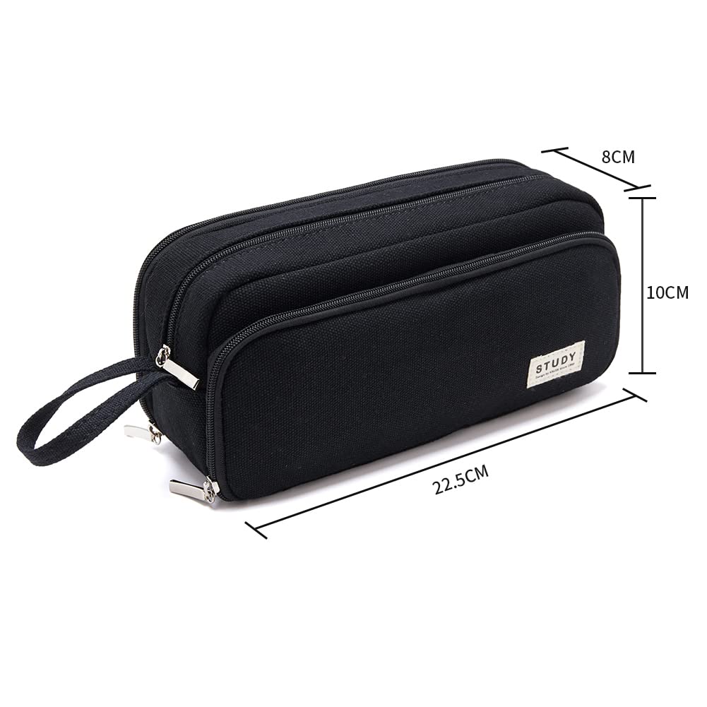 KALIDI Federmäppchen mit 3 Fächer Große Kapazität Mäppchen Federtasche Stiftetasche Pencil Case Bleistifttasche für Schule & Büro (schwarz) - Image 7