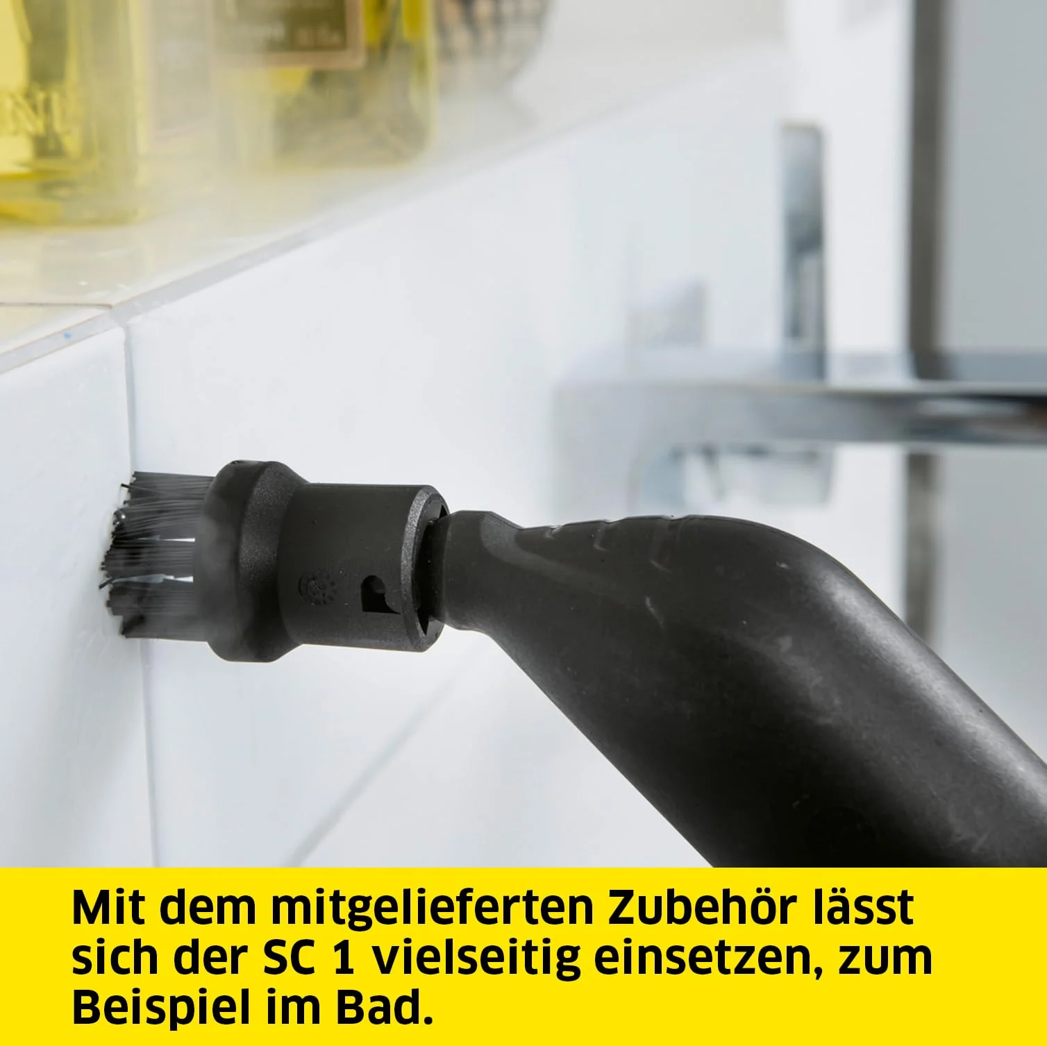 Kärcher Dampfreiniger SC 1, Dampfdruck: 3 bar, Aufheizzeit: 3 min., Leistung: 1.200 W, Flächenleistung: 20 m², Tank: 200 ml, mit Hand-, Punktstrahl- und Powerdüse, Mikrofaser-Überzug und Rundbürste - Image 2