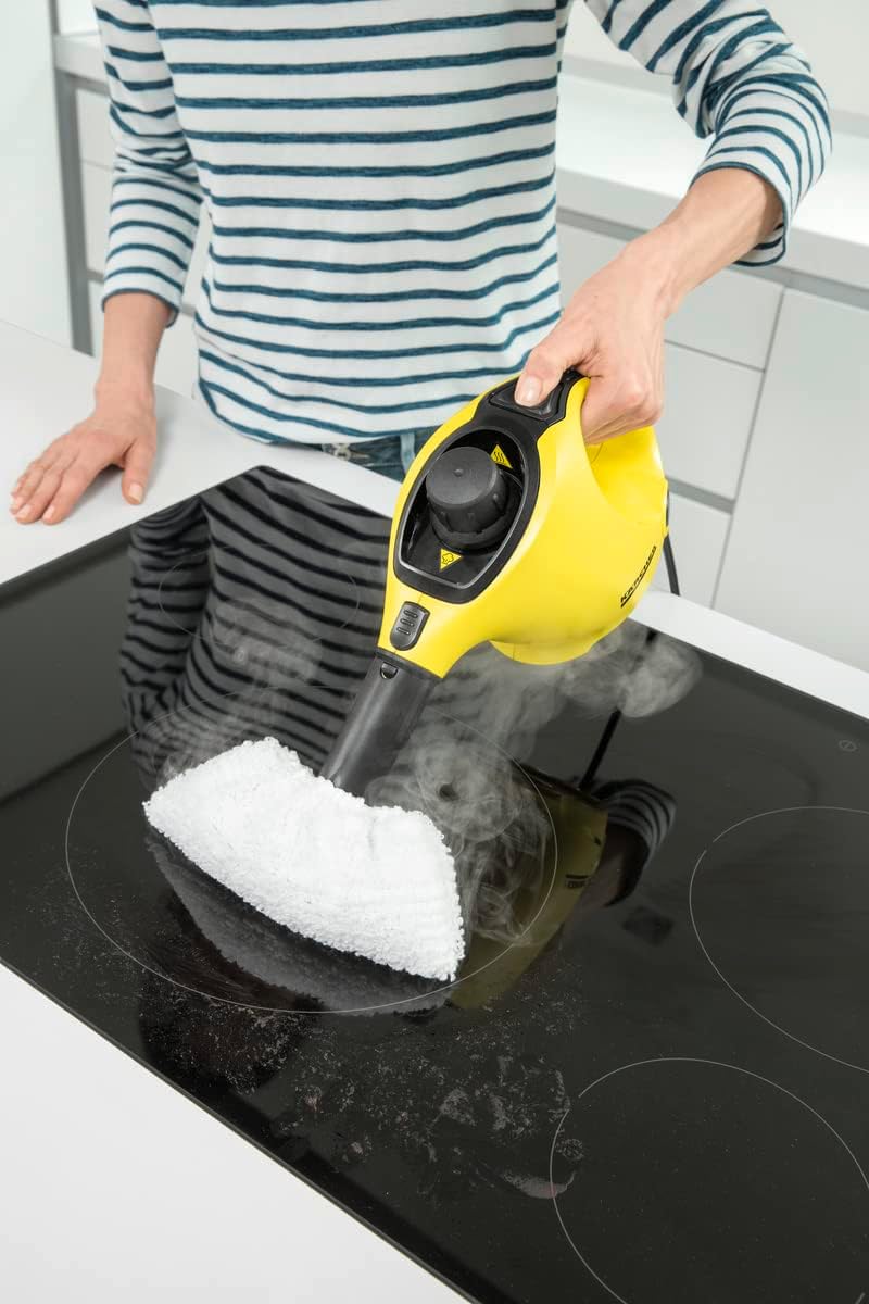 Kärcher Dampfreiniger SC 1 EasyFix, Dampfdruck: 3 bar, Aufheizzeit: 3 min., Leistung: 1.200 W, Flächenleistung: 20 m², Tank: 200 ml, mit Bodenreinigungsset EasyFix, Düsen und Mikrofaserbezug