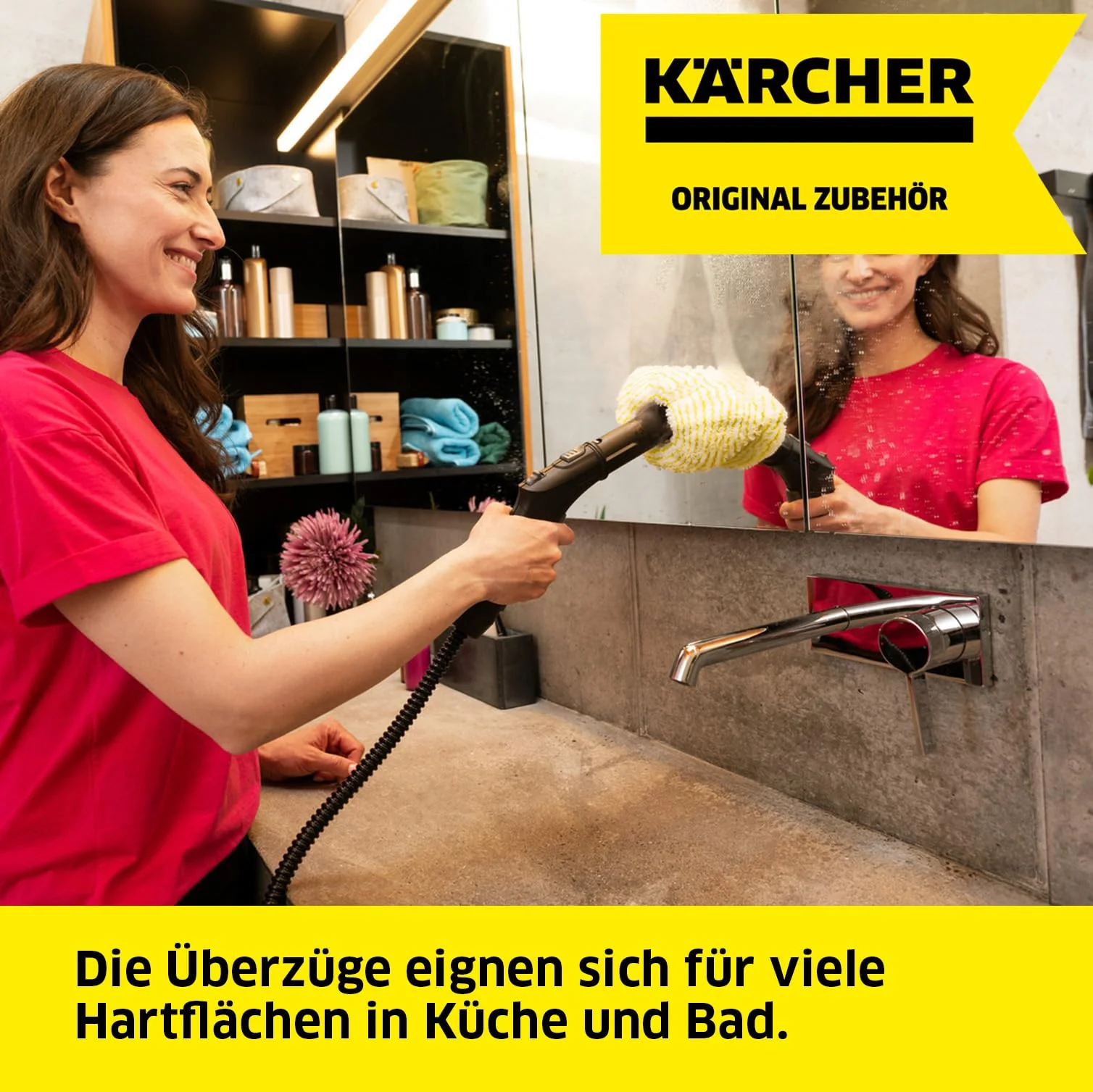 Kärcher Original Handdüse Überzugsset kompatibel mit Dampfreiniger Kärcher SC - Für Bad und Küche, geeignet für jede Art von Oberfläche, maschinenwaschbar, bunt, 2 Stück, Gelb - Image 5