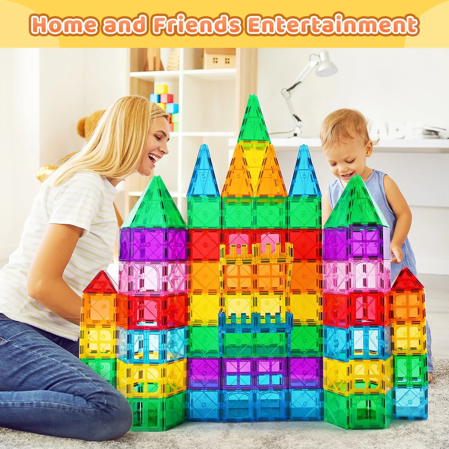 Katiago Magnetische Bausteine, 100PCS Magnetbausteine Set mit 2 Autos STEM Montessori Magnet Spielzeug Kinder für Geschenk ab 3 4 5 6 7 8 Jahre Bauklötze Kinderspielzeug - Image 2