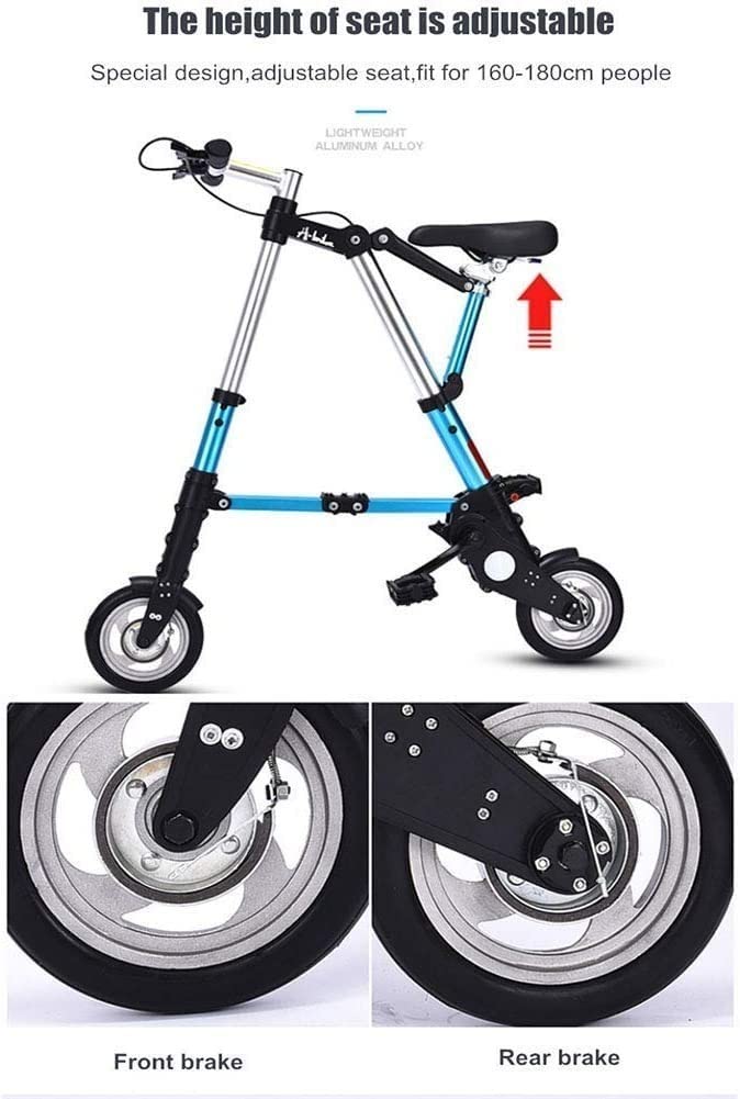 Kcolic 8 Zoll Mini Klappfahrrad Ultraleichtes tragbares Klappfahrrad für Erwachsene Studenten Klappbarer Fahrradträger für Outdoor-Sportarten Radfahren Reisen D,8inch - Image 4