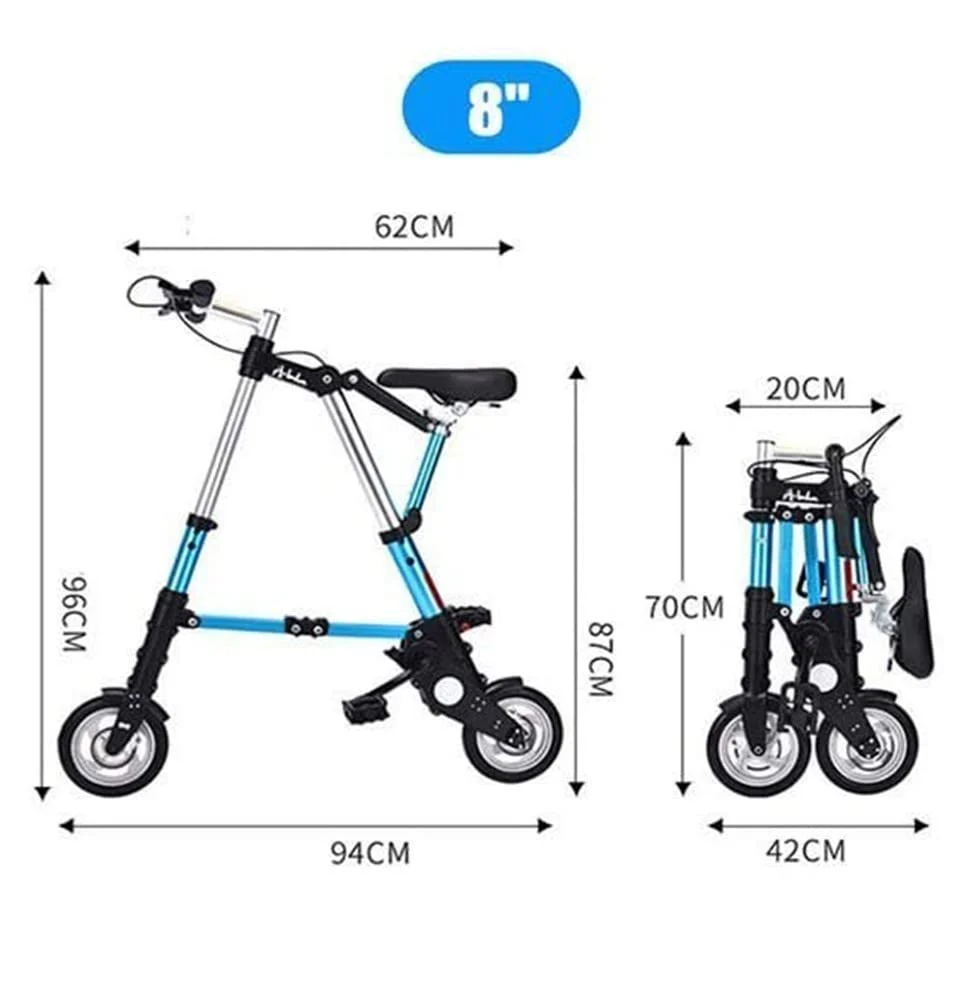 Kcolic 8 Zoll Mini Klappfahrrad Ultraleichtes tragbares Klappfahrrad für Erwachsene Studenten Klappbarer Fahrradträger für Outdoor-Sportarten Radfahren Reisen D,8inch - Image 5