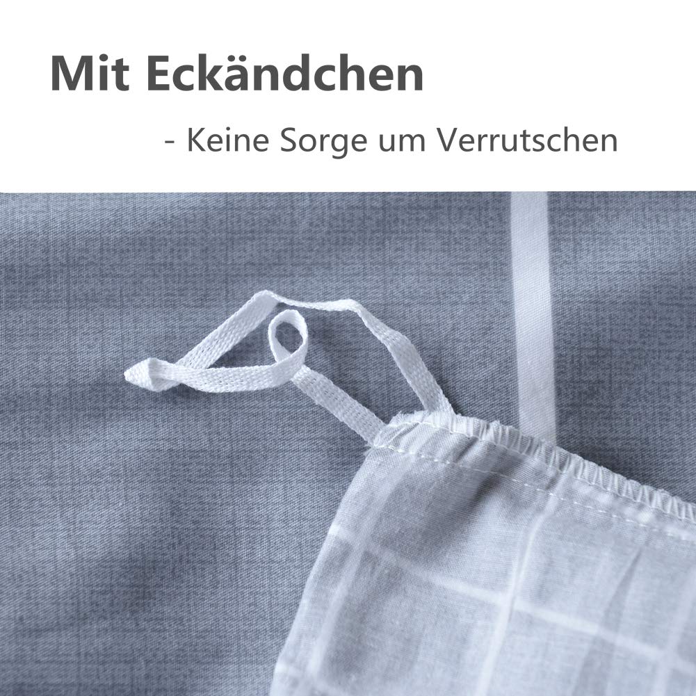 KEAYOO Bettwäsche Grau Weiß Gestreift 100% Baumwolle für Winter bis Sommer mit Reißverschluss 4 teilig (135 x 200 cm 4 Teilig) - Image 12