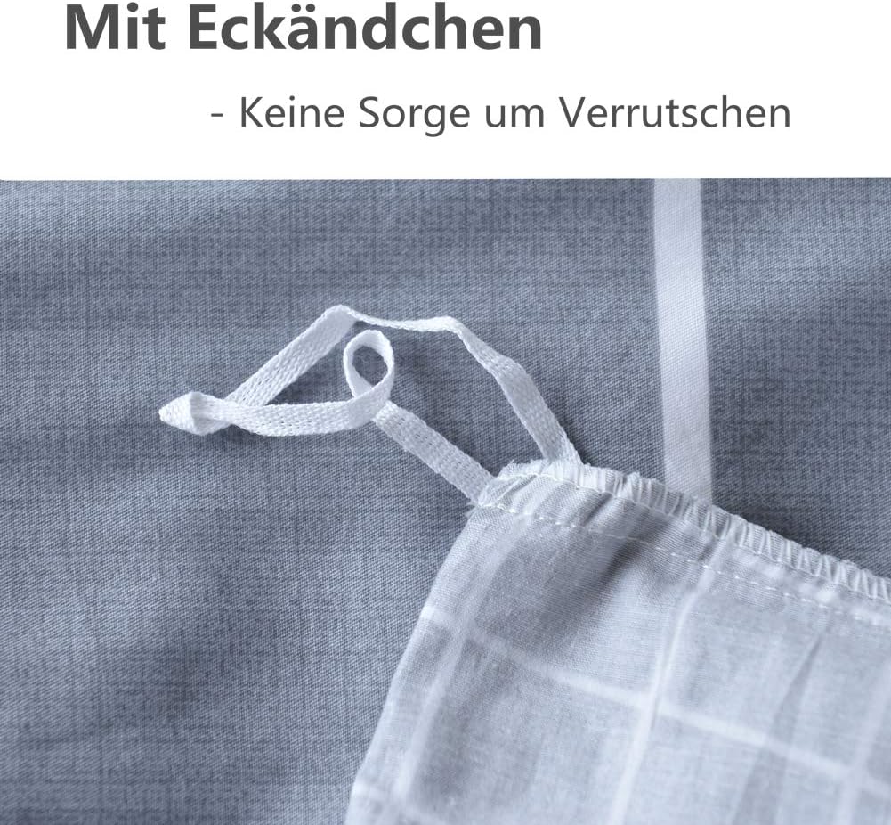 KEAYOO Bettwäsche Grau Weiß Gestreift 100% Baumwolle für Winter bis Sommer mit Reißverschluss 4 teilig (135 x 200 cm 4 Teilig) - Image 4