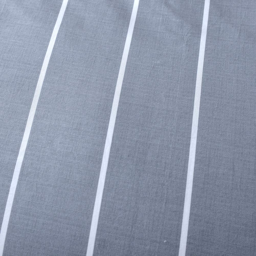 KEAYOO Bettwäsche Grau Weiß Gestreift 100% Baumwolle für Winter bis Sommer mit Reißverschluss 4 teilig (135 x 200 cm 4 Teilig) - Image 6