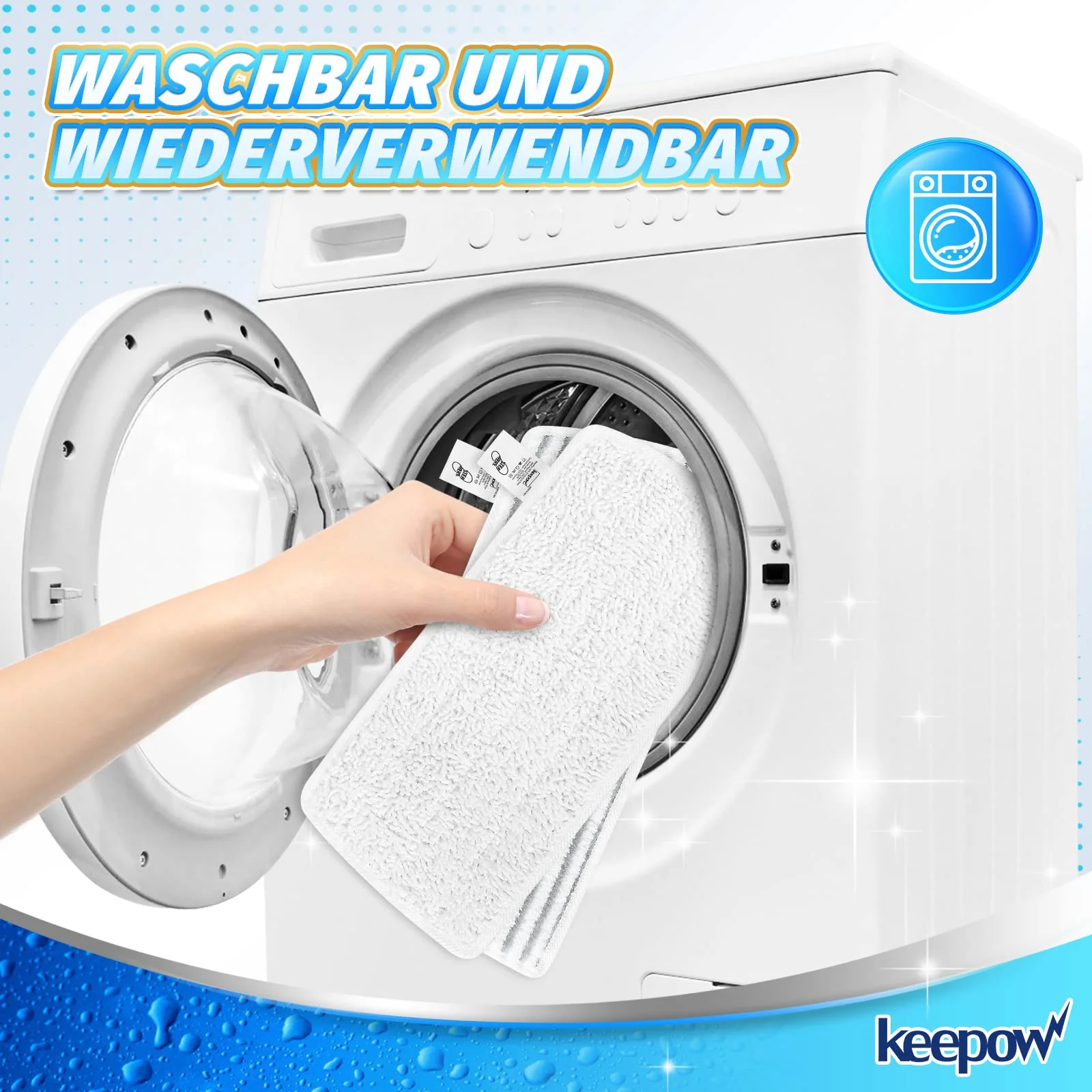 KEEPOW 3er für Vileda Dampfreiniger Ersatzbezüge, Waschbar Kompatibel Mit Vileda Steam PLUS XXL Dampfreiniger Ersatzbezüge, Mikrofaser für Vileda Steam XXL Dampfreiniger Ersatzbezüge (2 Weiß + 1Grau) - Image 4