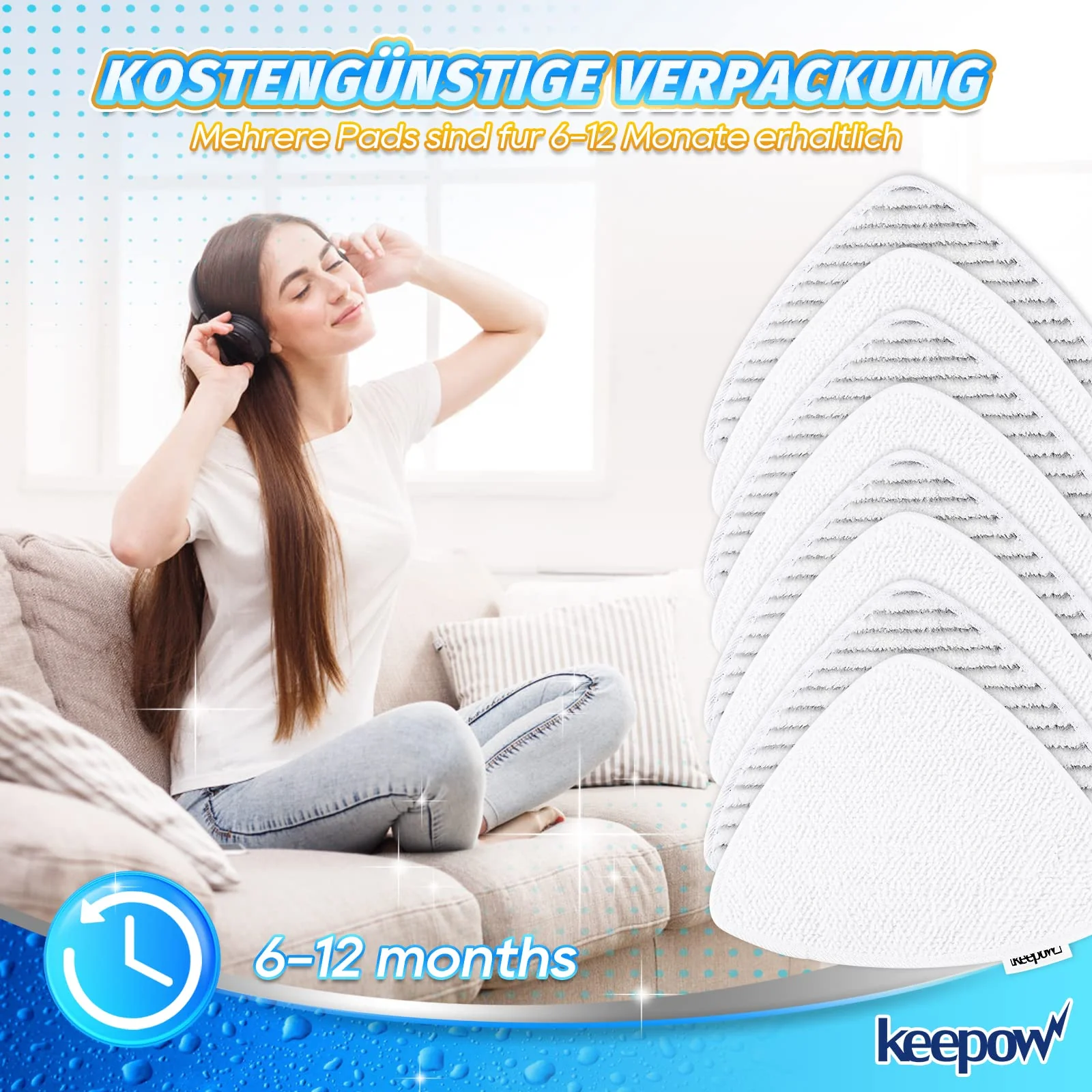 KEEPOW 8 für Vileda Dampfreiniger Ersatzbezüge, Steam Ersatzbezug Kompatibel mit Vileda Steam Dampfreiniger und Kompatibel mit Vileda Steam PLUS Dampfreiniger, Upgrade-Material (4 Grau + 4 Weiß) - Image 5