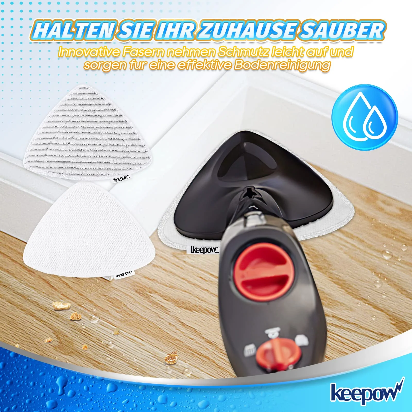 KEEPOW 8 für Vileda Dampfreiniger Ersatzbezüge, Steam Ersatzbezug Kompatibel mit Vileda Steam Dampfreiniger und Kompatibel mit Vileda Steam PLUS Dampfreiniger, Upgrade-Material (4 Grau + 4 Weiß) - Image 6