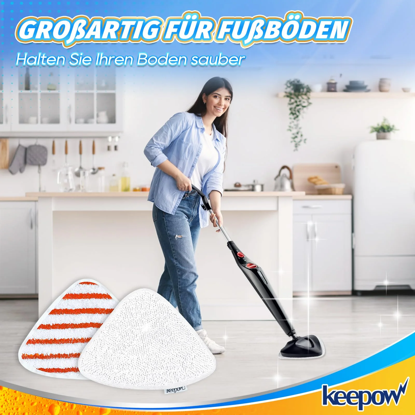 KEEPOW 8 Stück Dampfreiniger Ersatzbezug für Vileda Steam Dampfreiniger, Dampfreiniger Ersatzbezüge für Vileda Steam Plus Dampfreiniger, 4 Rot und 4 Weiß - Image 4
