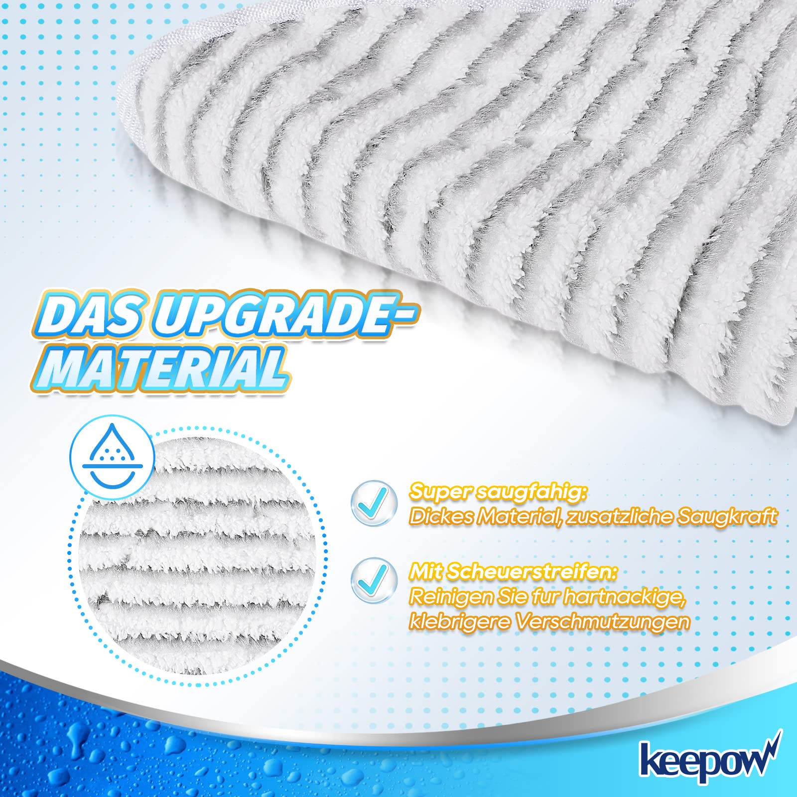 KEEPOW 8 Stück für Vileda Dampfreiniger XXL Ersatzbezüge, Mikrofaser für Vileda Steam PLUS XXL Ersatzbezug, Waschbar Kompatibel Mit Vileda Steam PLUS XXL Dampfreiniger (4 Grau + 4 Weiß) - Image 6