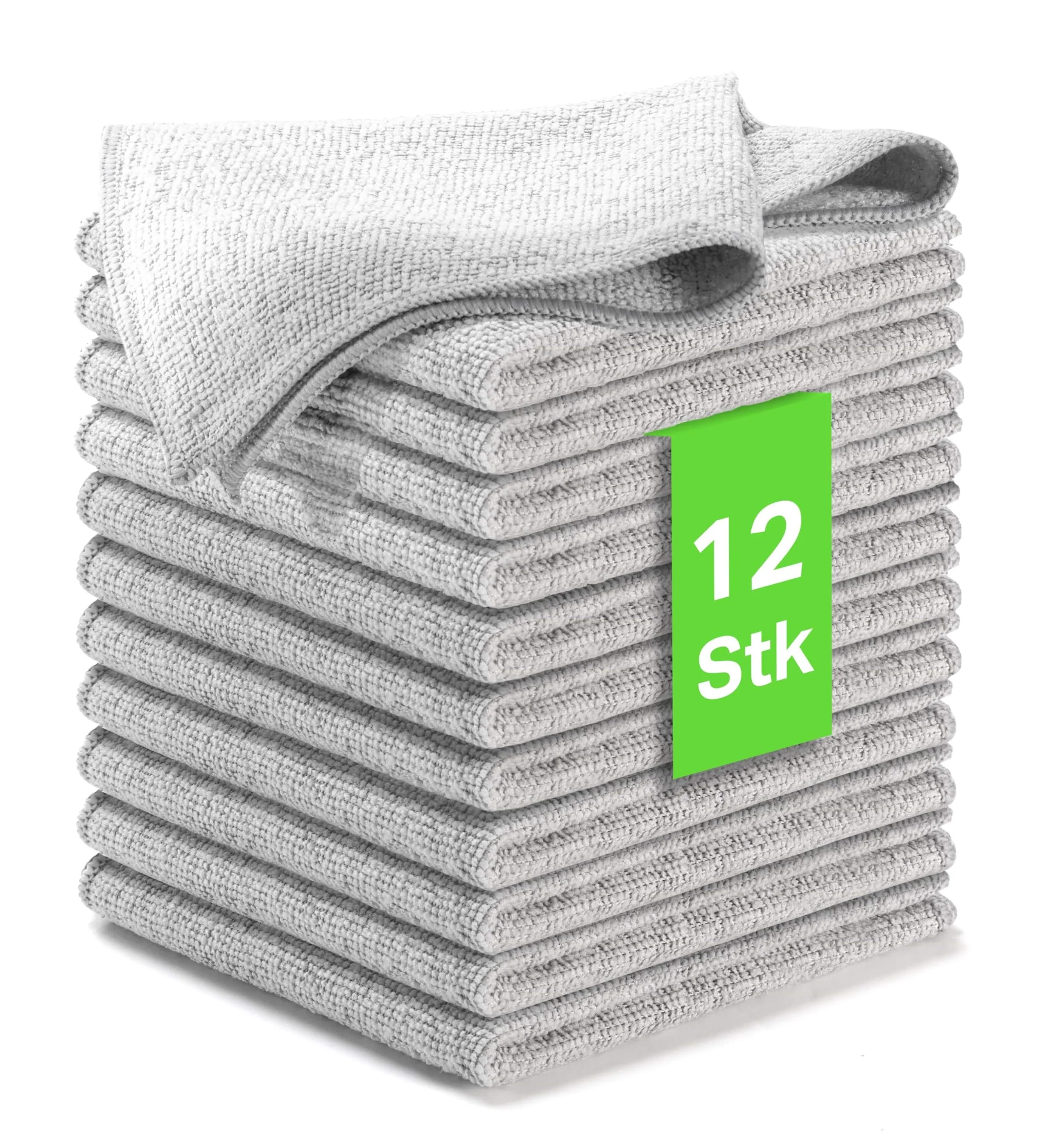 Kemes Mikrofaser Putztücher Set 12x Stück streifenfrei Reinigungstücher Poliertuch Microfaser | 30x30 cm (Grau, 12) - Image 2