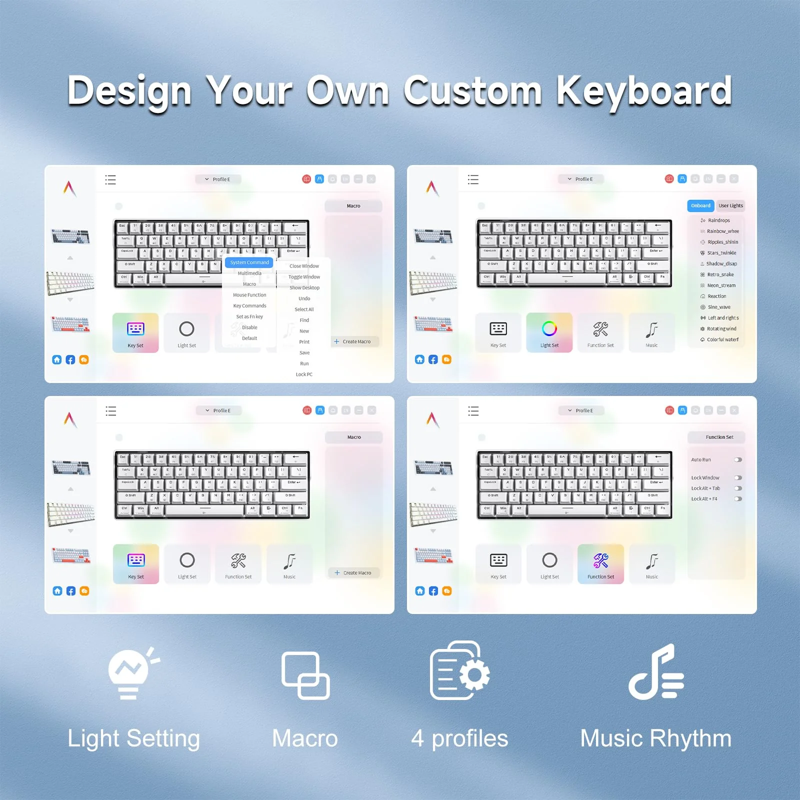 KEMOVE K61SE Gaming Tastatur, 60% Mechanische Tastatur mit Roten Linear Switches, RGB-Hintergrundbeleuchtung, Anti-Ghosting, Ultra-Kompakt 61 Tasten US-Layout, für PC Windows Gamer Typist, Weiß - Image 3