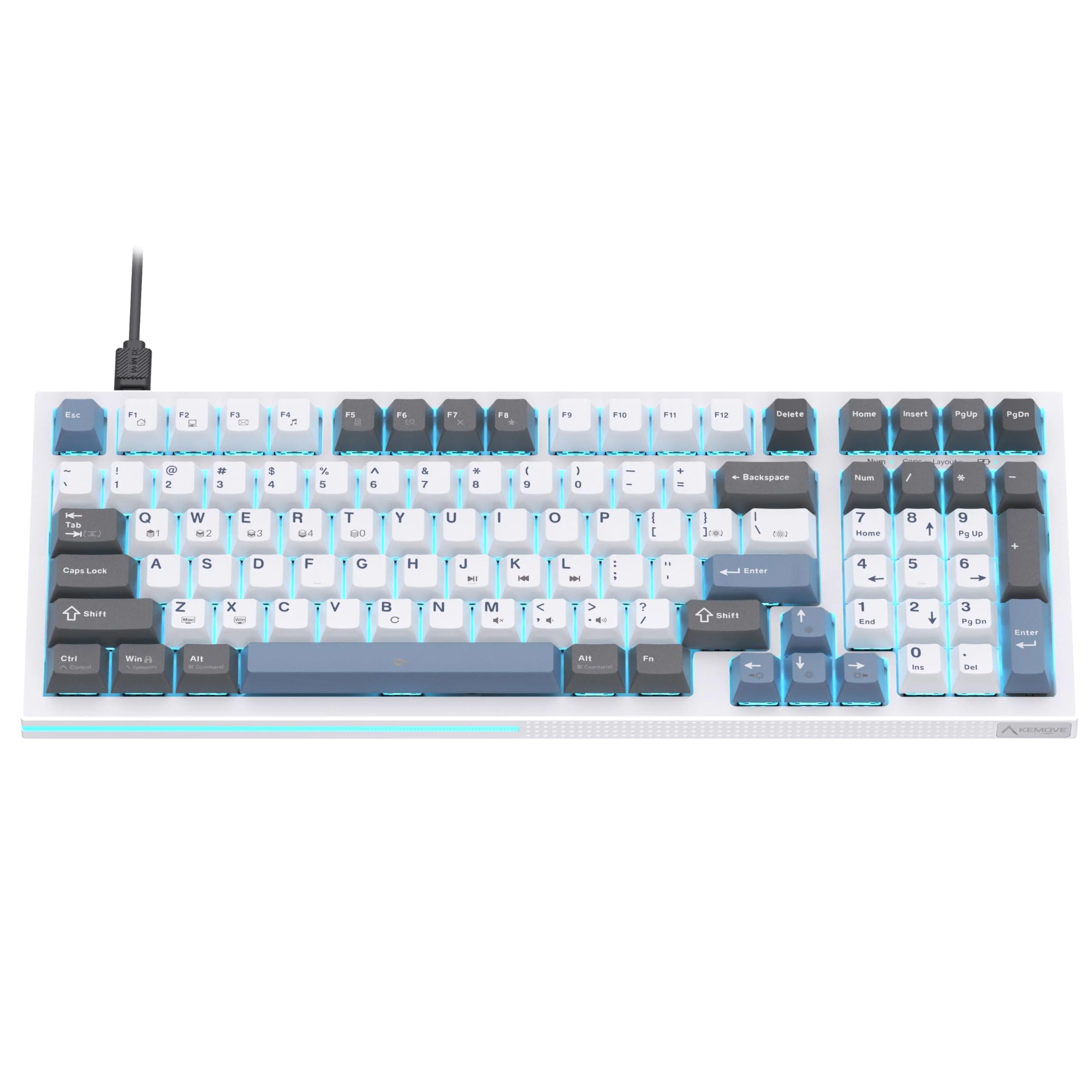 KEMOVE K98SE Mechanische Gaming Tastatur, 98 Tasten LED Hintergrundbeleuchtete Computer Tastatur, 96% QWERTY US Layout, Verkabelte Tastatur, Vorab geschmierte Rote Schalter - Image 6