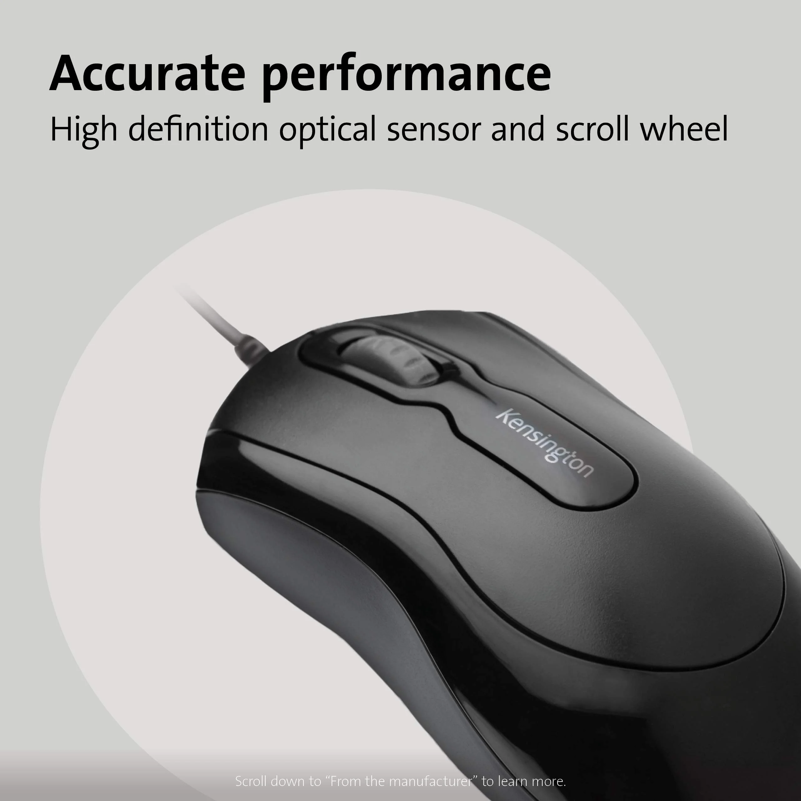 Kensington Kabelgebundene USB 3.0 Maus, Mouse-in-a-Box, optische USB Desktop Maus mit Kabel, Computermaus mit beidhändigem Design und Scrollrad, Ideal fürs Home Office, Schwarz, K72356EU - Image 6