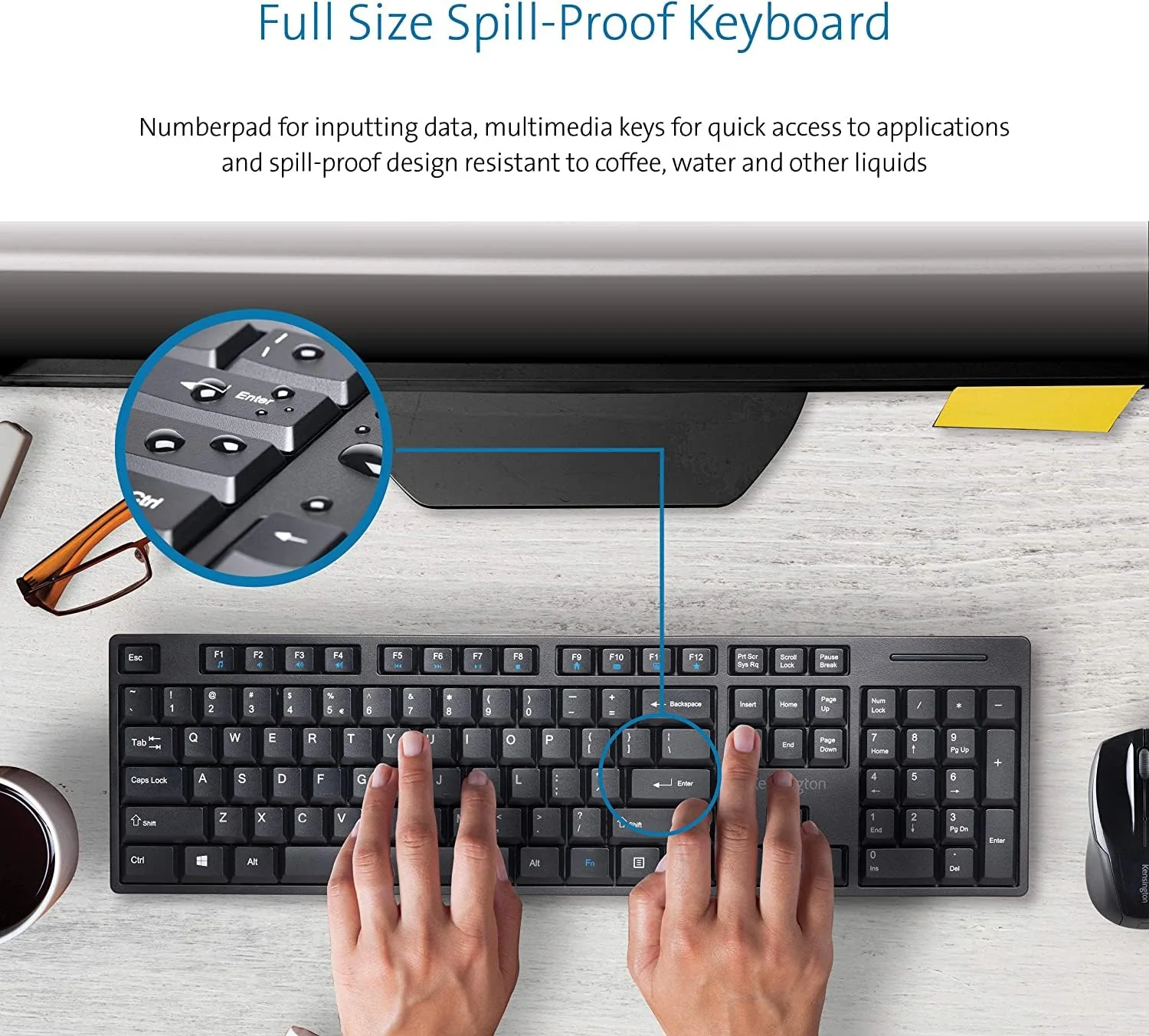 Kensington Pro Fit® Wireless Desktop Set (DE), QWERTZ-Version, ideal fürs Home Office, schwarz, K75230DE
