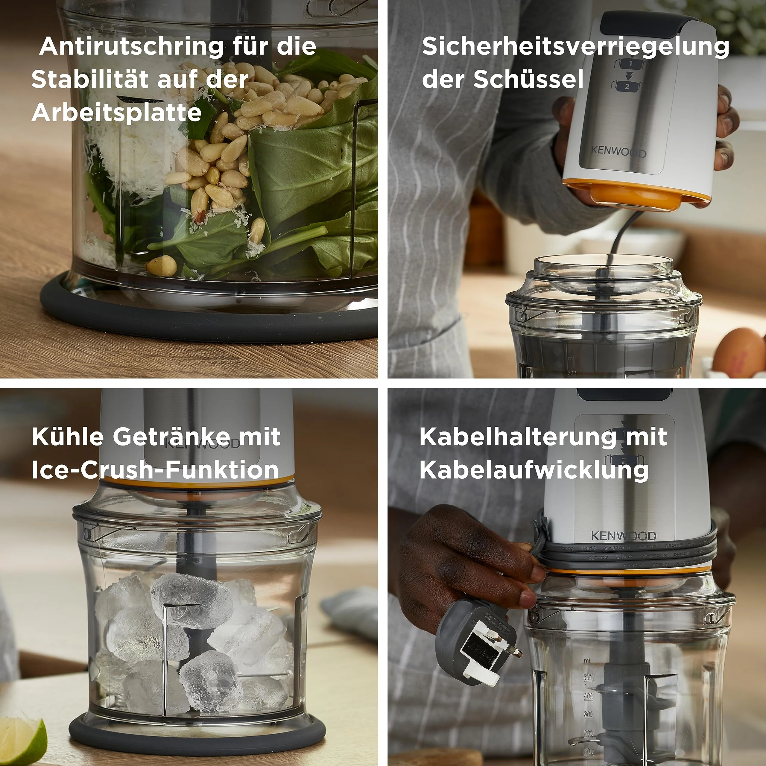 Kenwood Easy Chop CHP61.100WH Zerkleinerer, elektrischer Mini Universalzerkleinerer mit 2 Geschwindigkeitsstufen, 0,5 l Arbeitsbehälter, 500 Watt, Weiß - Image 6