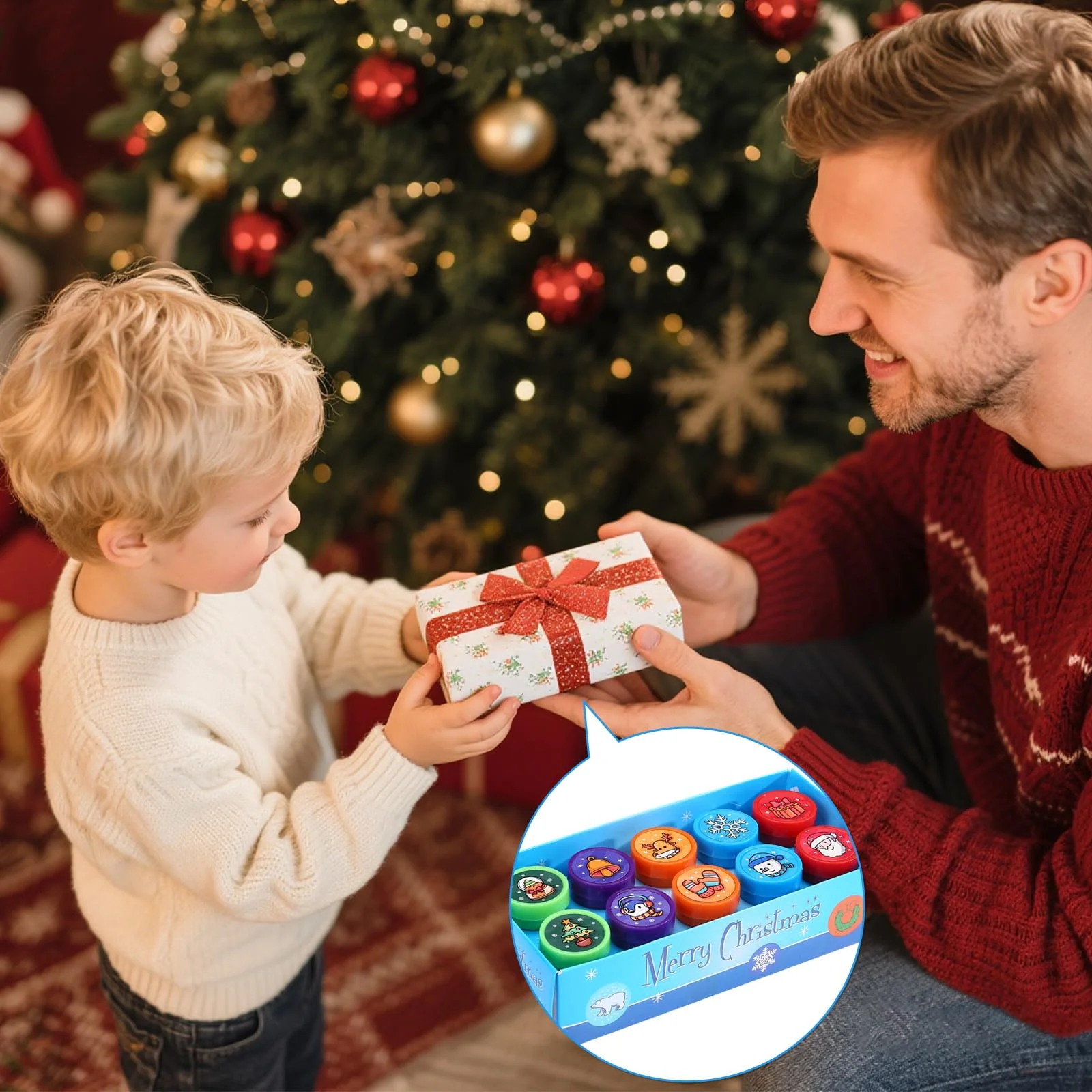 Kesote Stempel Kinder 10 Stempel Weihnachten Stempelset Mitgebsel Party Deko Geschenk Set für Adventskalender Füllung - Image 3