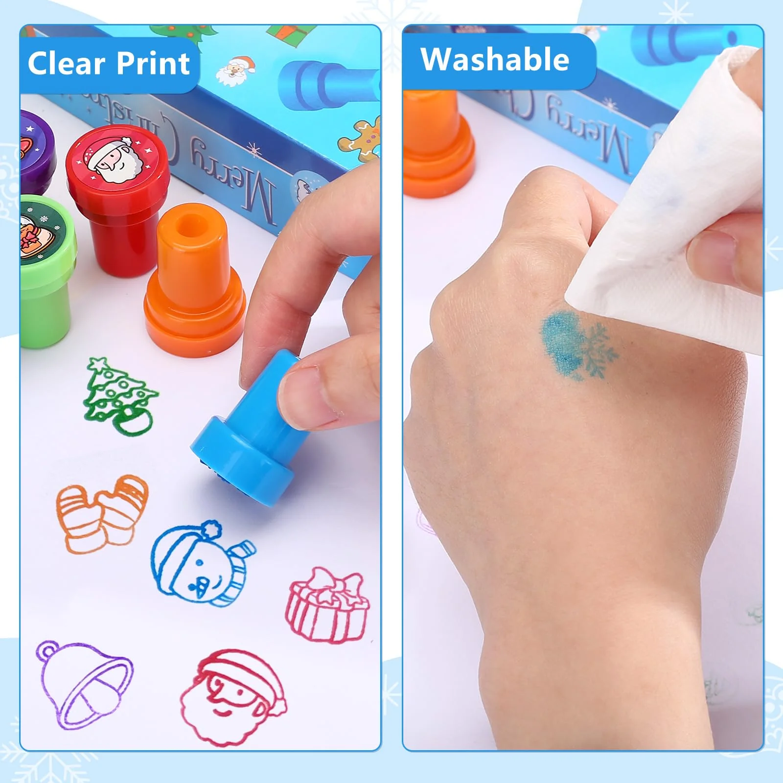 Kesote Stempel Kinder 10 Stempel Weihnachten Stempelset Mitgebsel Party Deko Geschenk Set für Adventskalender Füllung - Image 6