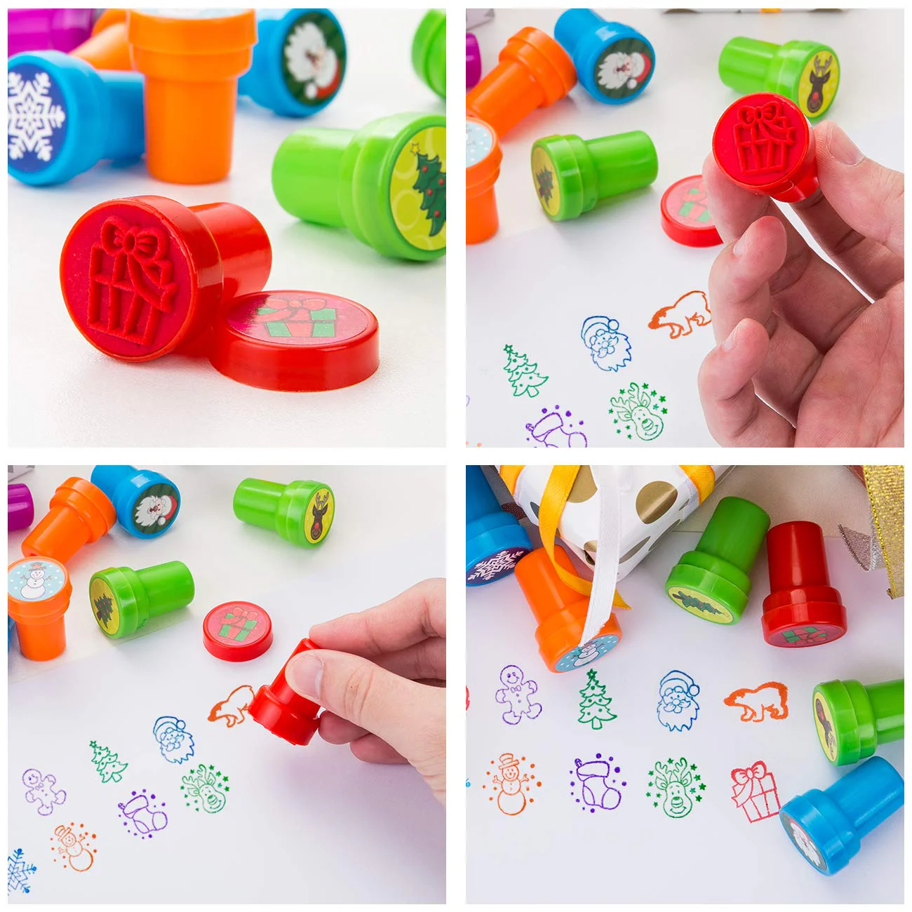 Kesote Stempelset Weihnachten, 10 Stück Stempel Selbstfärbend für Spiel Spaß Hobby, Bunt - Image 4