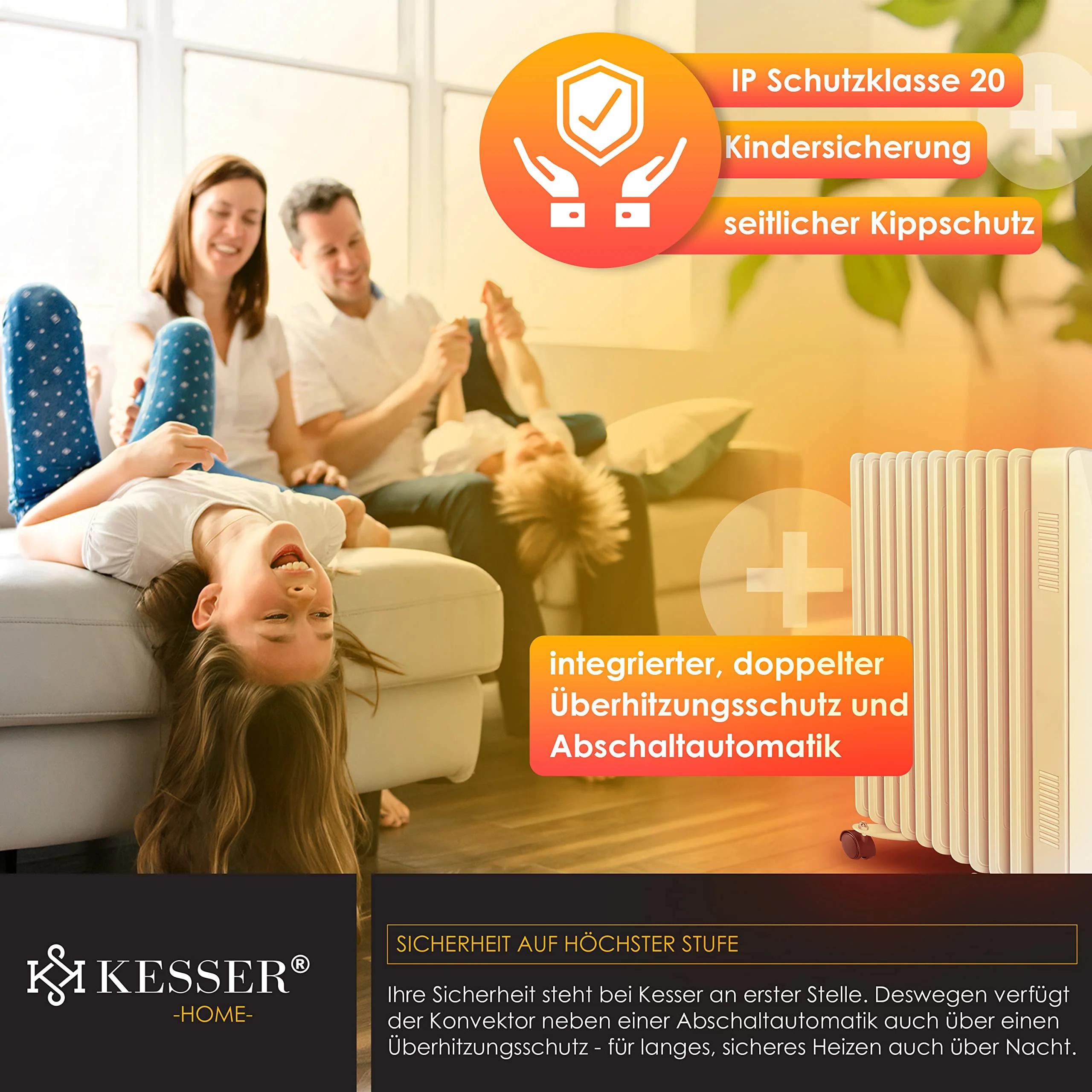 KESSER® Ölradiator 2500W Mobile Elektroheizung energiesparend mit WiFi App-Steuerung & LED Touch-Display Fernbedienung Öl Radiator Heizung elektrisch 11 Rippen Heizkörper 24h Timer Überhitzungsschutz - Image 5