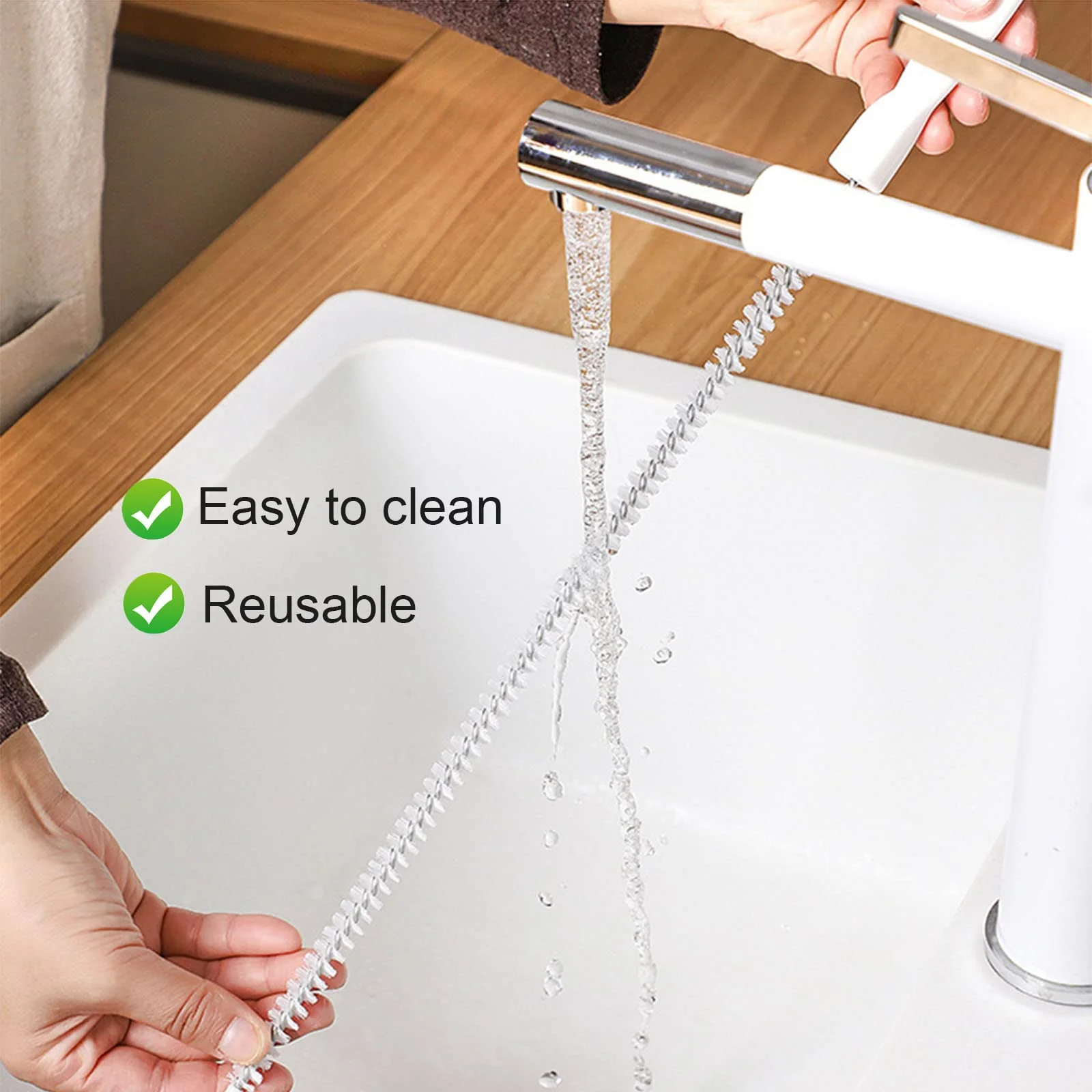 KEYRI 2 Stück Reinigungsbürsten für Abwasserkanäle Flexible Abflussreinigungsbürste Rohrreiniger Haare Entferner Drain Reinigungsbürste für Küchen,Badezimmer,Entfernen Langer Haare, 45 cm (2 Stück) - Image 7