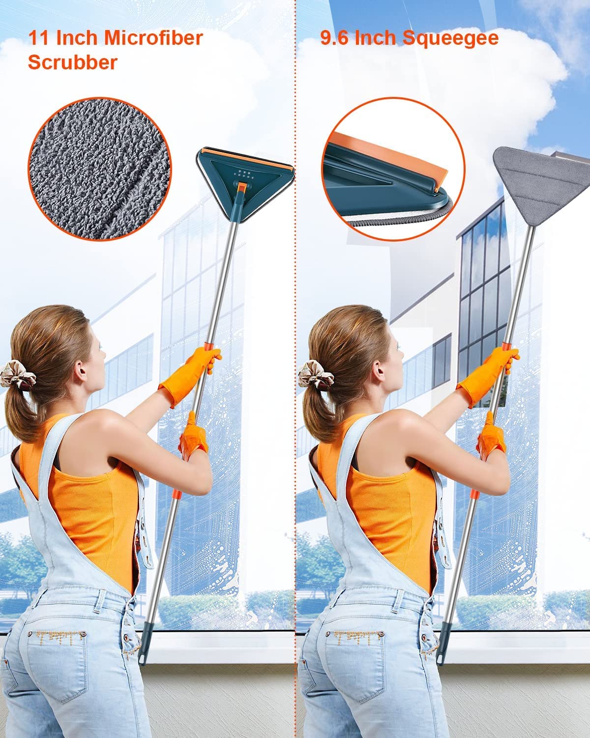 Kihhvlo Verstellbarer Reinigungsmopp mit langem Griff, 216CM 360 ° rotierbares Wandwischmop, Fliesenwischer, Wandscheibenreiniger Werkzeug für gründlichen Reinigung des gesamten Hauses - Image 4