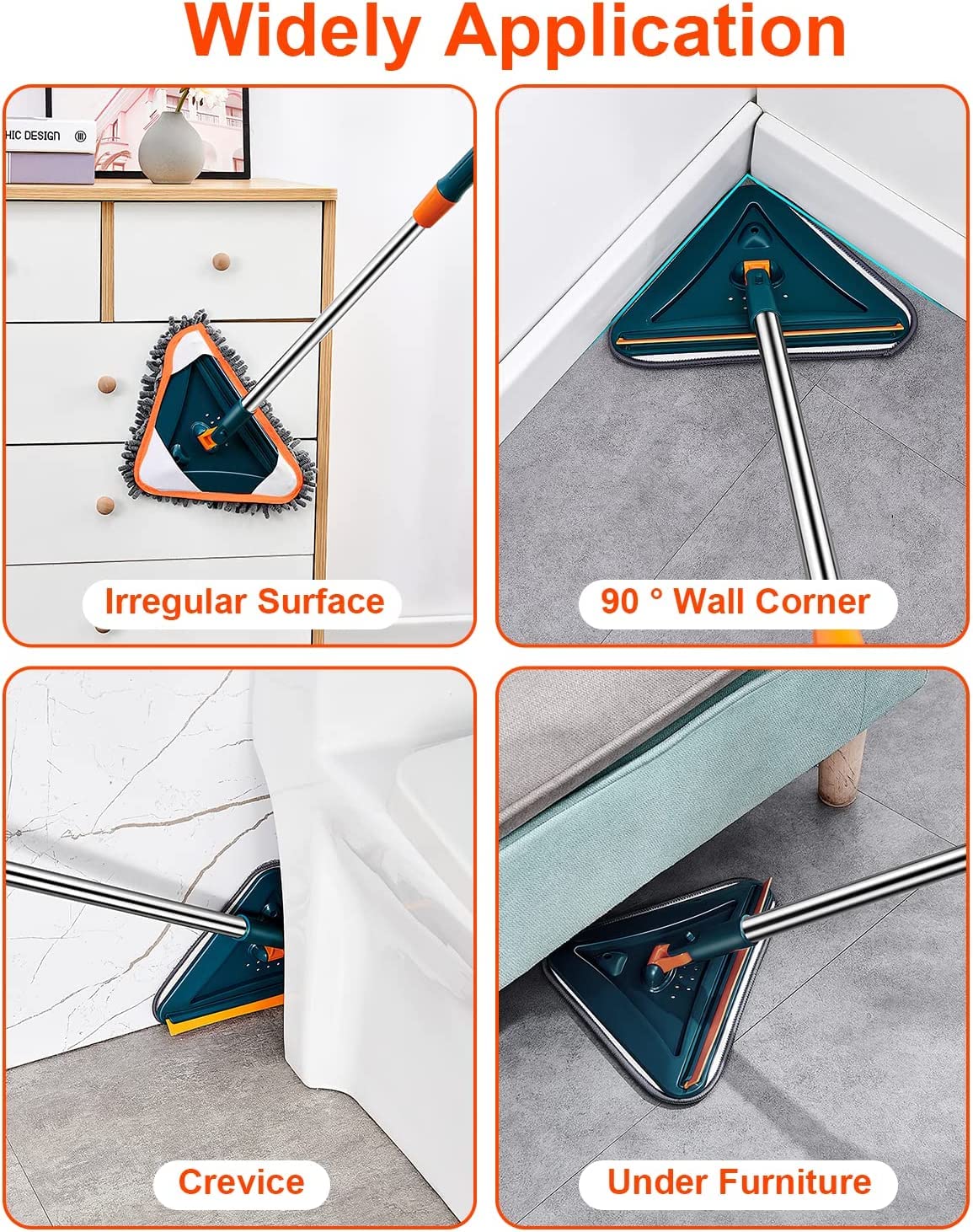 Kihhvlo Verstellbarer Reinigungsmopp mit langem Griff, 216CM 360 ° rotierbares Wandwischmop, Fliesenwischer, Wandscheibenreiniger Werkzeug für gründlichen Reinigung des gesamten Hauses - Image 5