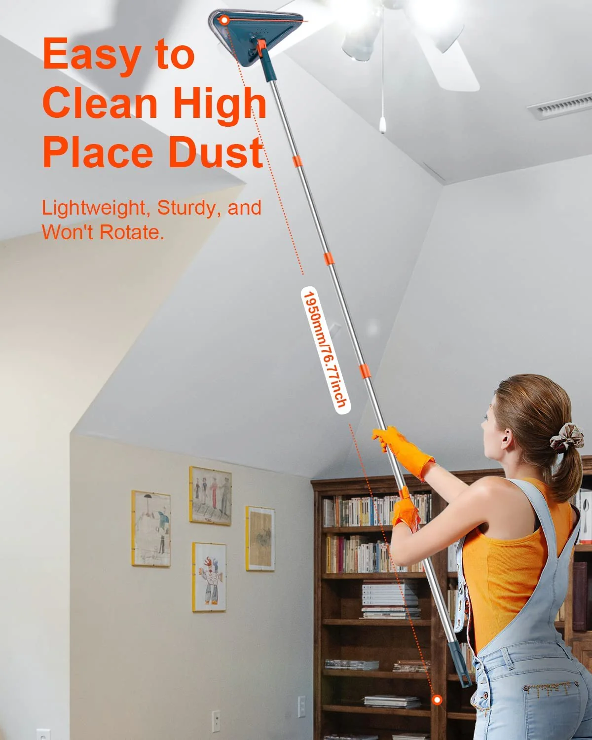 Kihhvlo Verstellbarer Reinigungsmopp mit langem Griff, 216CM 360 ° rotierbares Wandwischmop, Fliesenwischer, Wandscheibenreiniger Werkzeug für gründlichen Reinigung des gesamten Hauses - Image 7